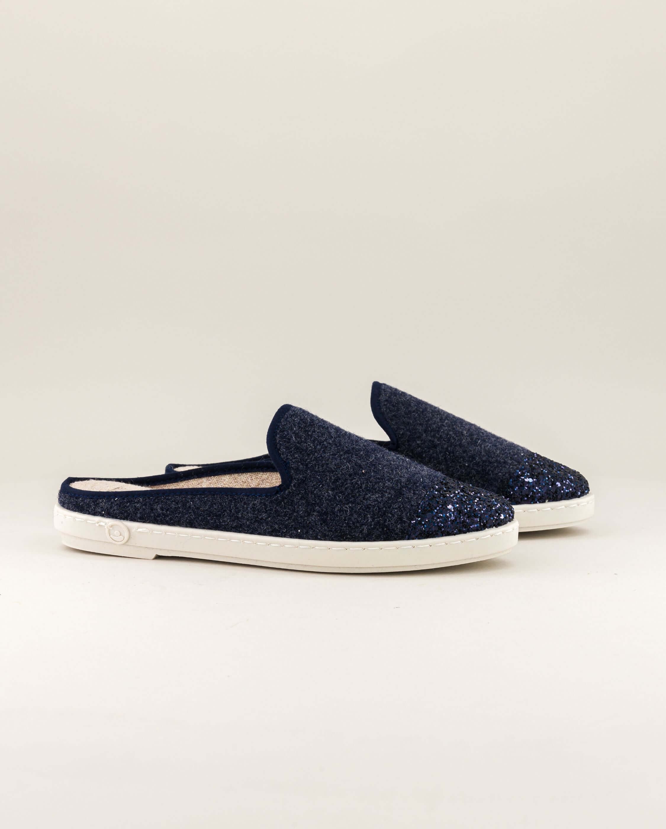 Women's wool mule, navy sequins ANGARDE Blue