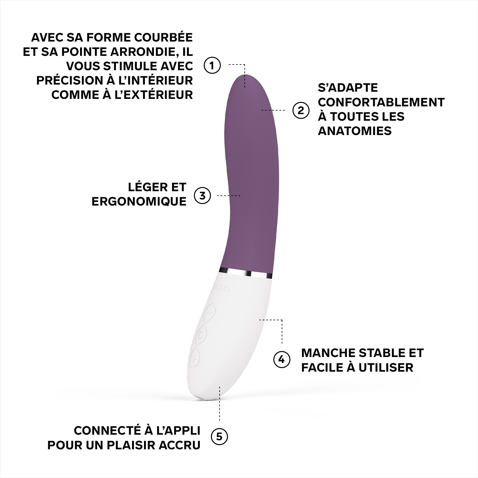 Vibromasseur femme point g avec application bluetooth, liv 3 LELO Plum