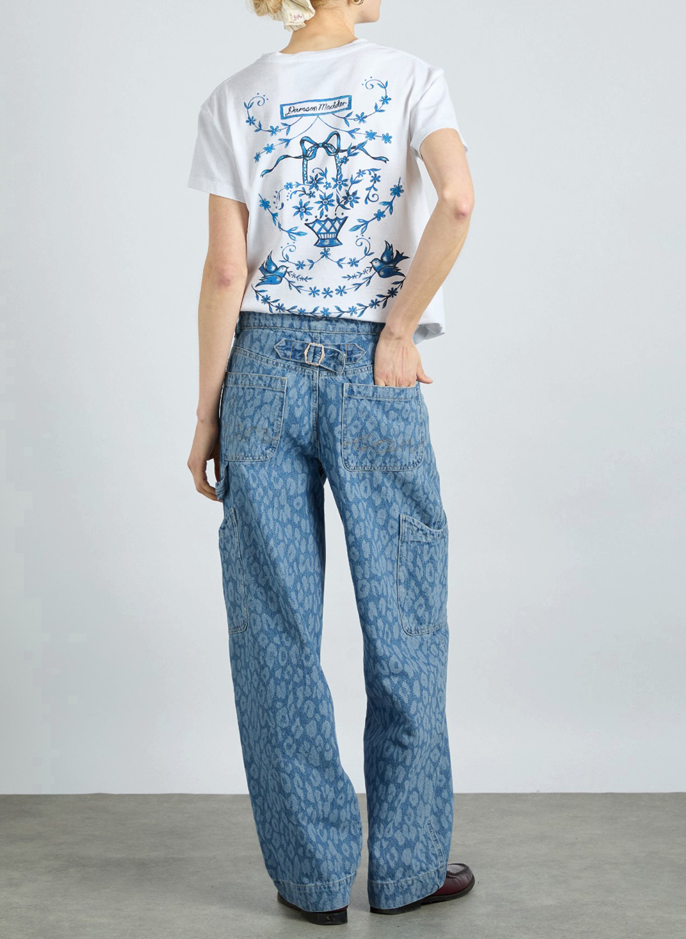 Leopard print cargo jeans DAMSON MADDER Blue