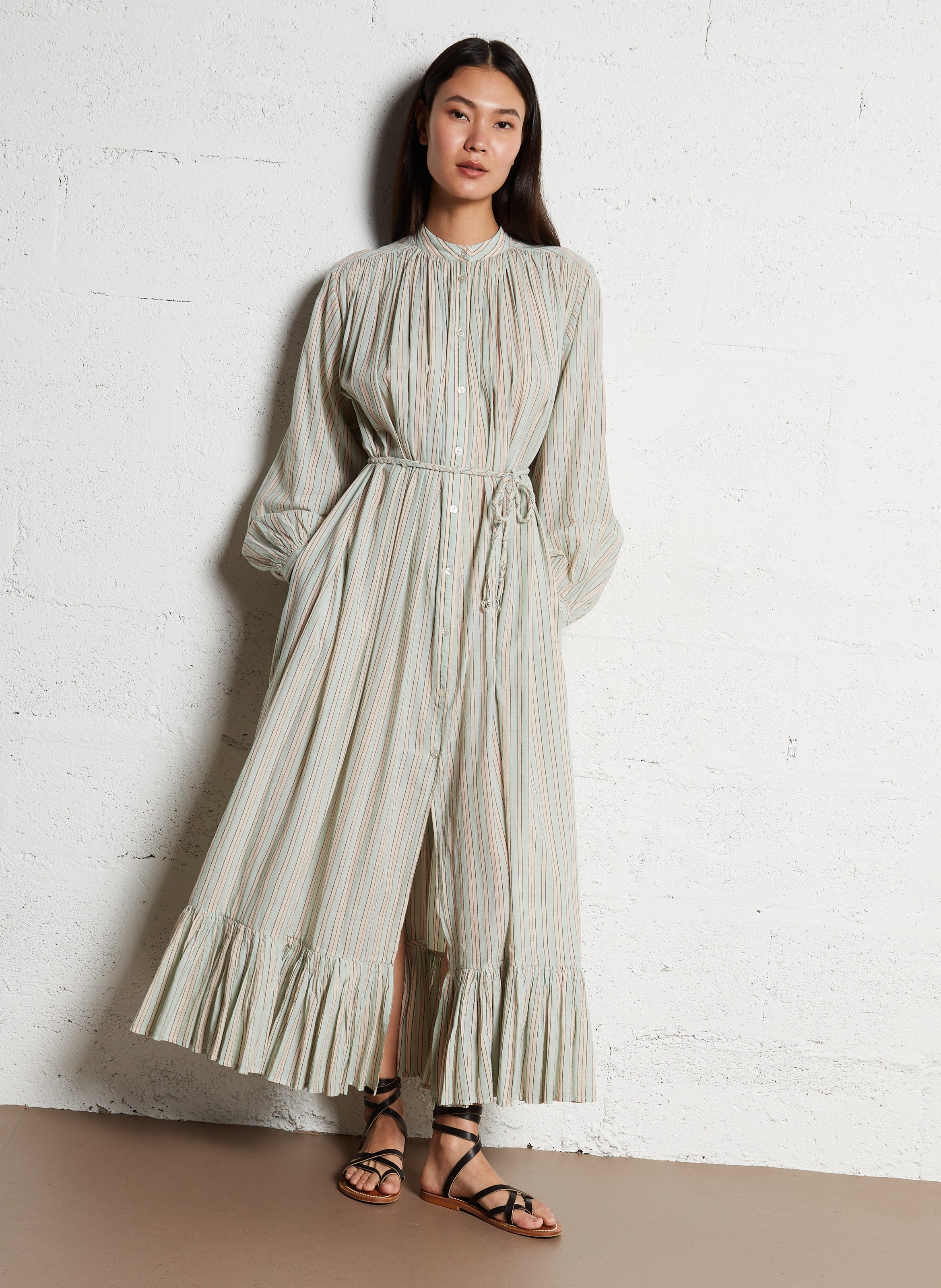 Gestreiftes Maxikleid aus Baumwolle LAURENCE BRAS Blau