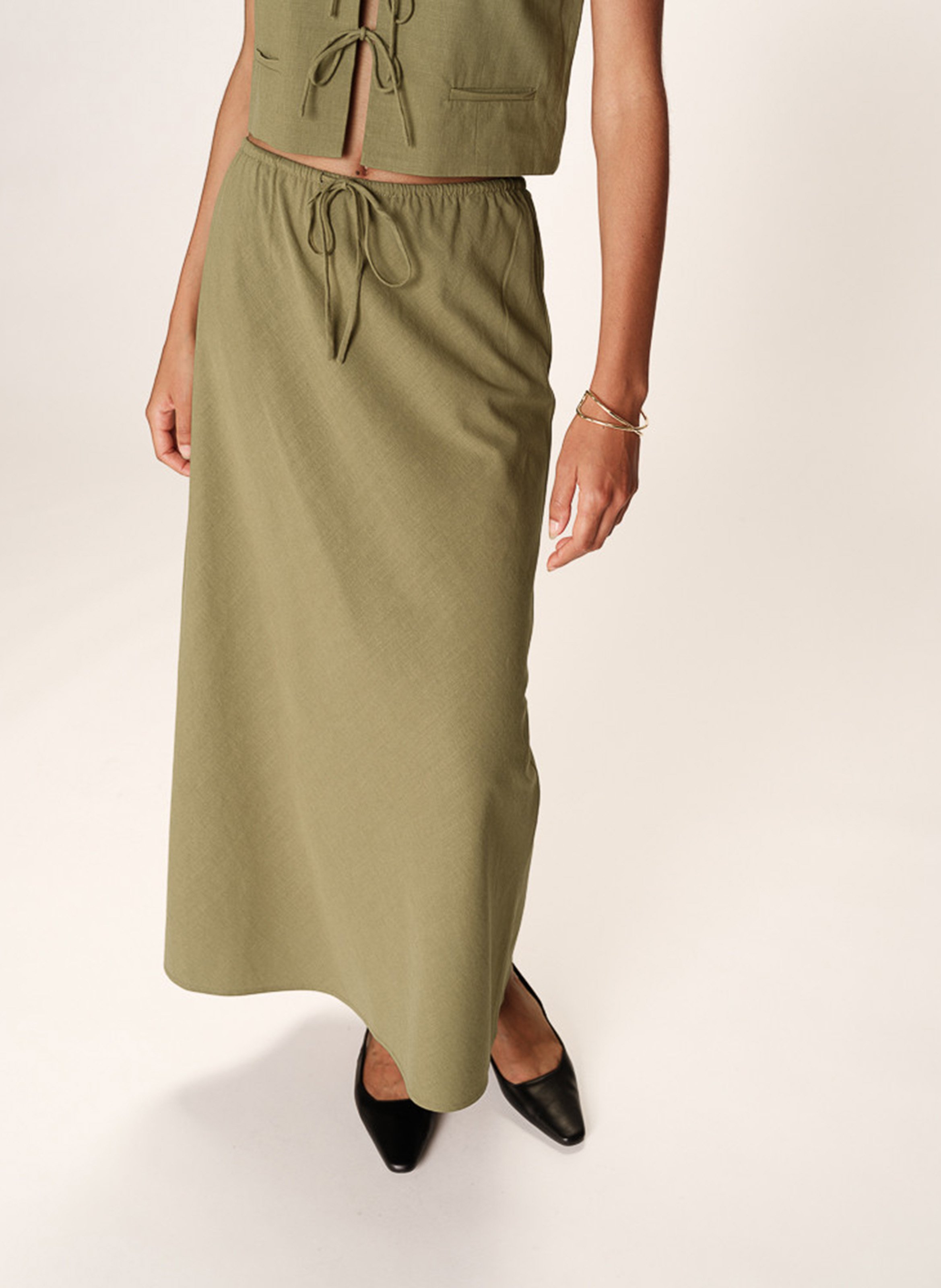 Jupe longue en coton mélangé GRACE ET MILA Vert