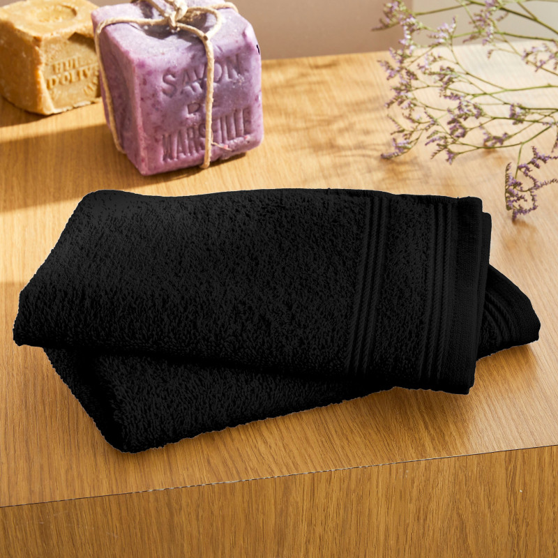 100% combed cotton hand towel COTON PUR Black