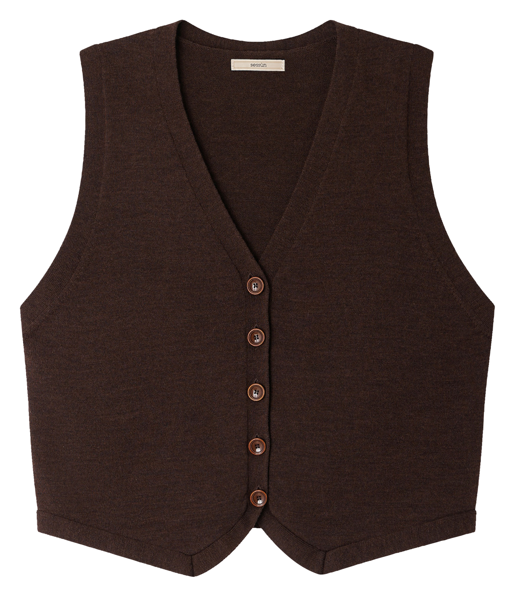 Gilet col v en laine SESSUN Marron