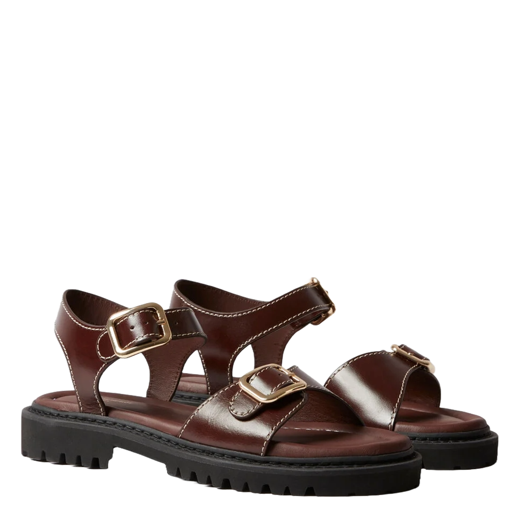 Platte, leren sandalen CLAUDIE PIERLOT Bruin