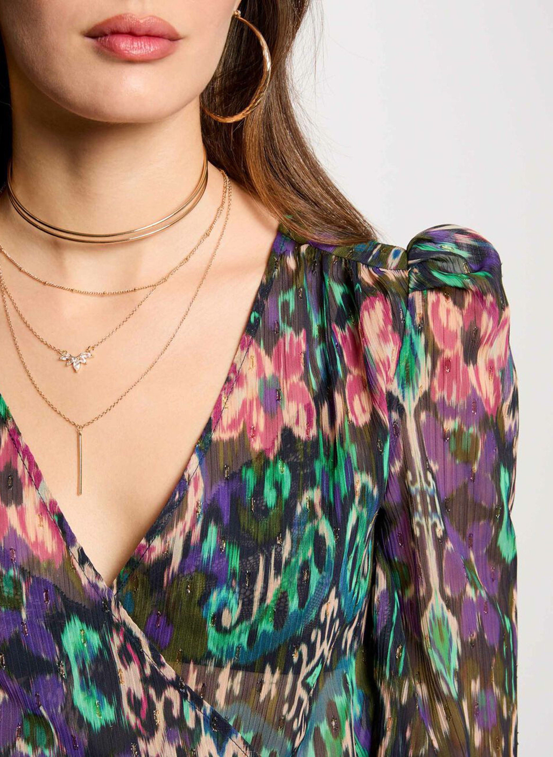 Blouse col v imprimée MORGAN Multicolore
