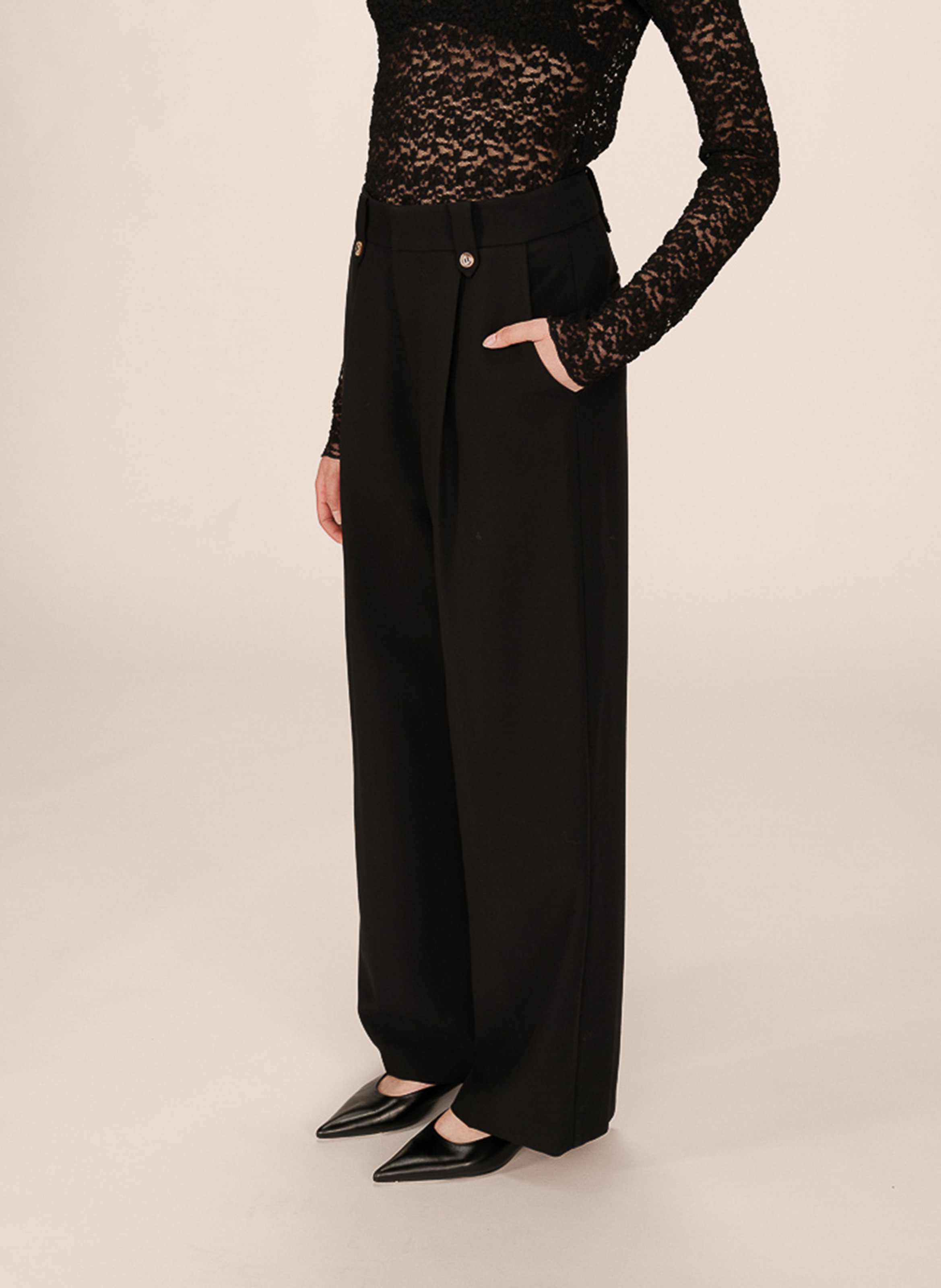 Pantalon droit de tailleur GRACE ET MILA Noir