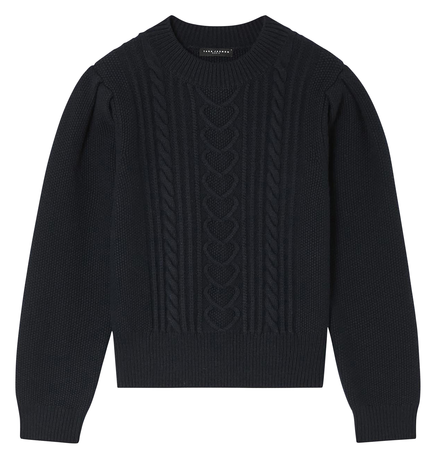 Pull uni tressé en laine mélangée TARA JARMON Bleu