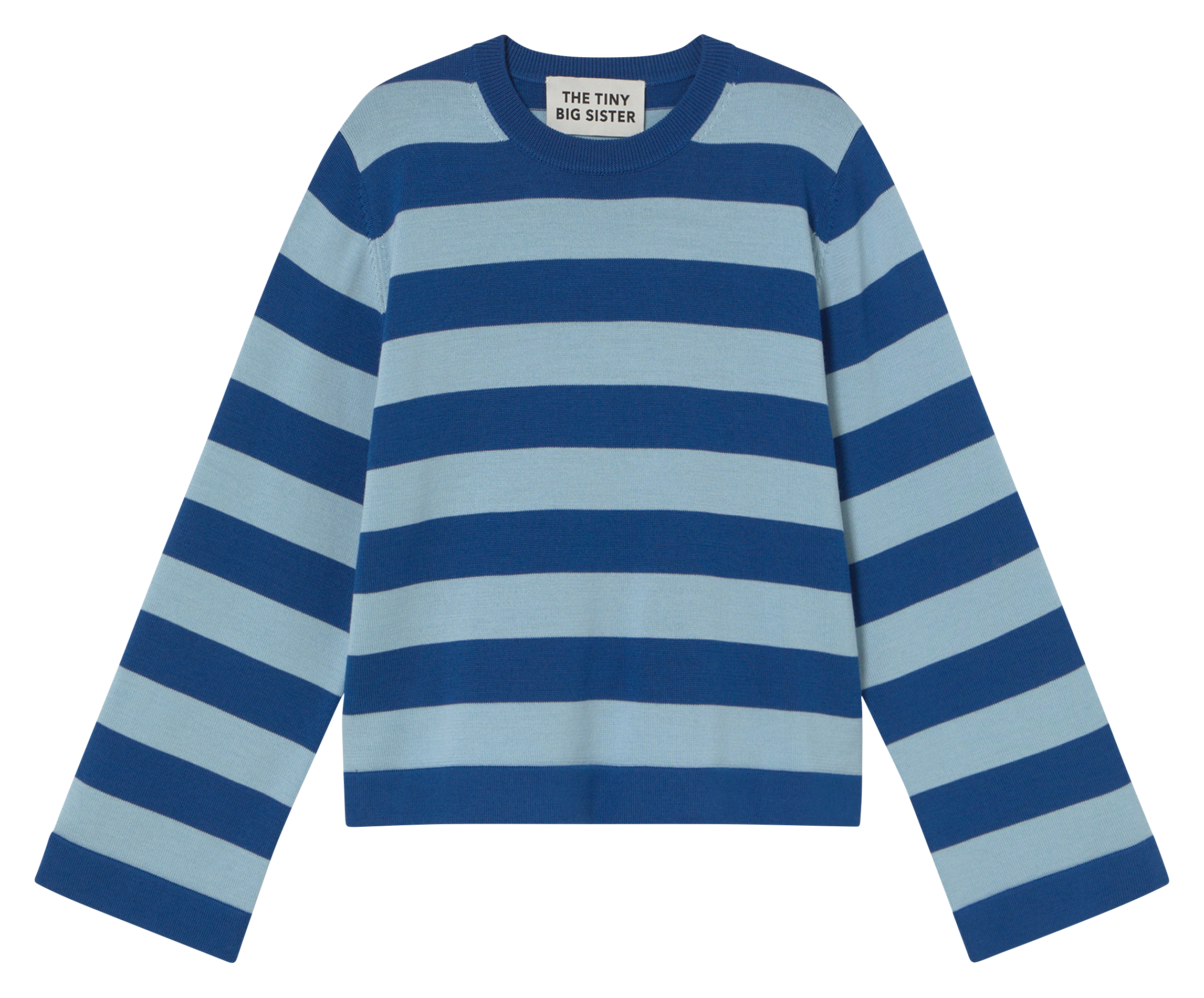 Pull col rond rayé en laine THE TINY BIG SISTER Bleu