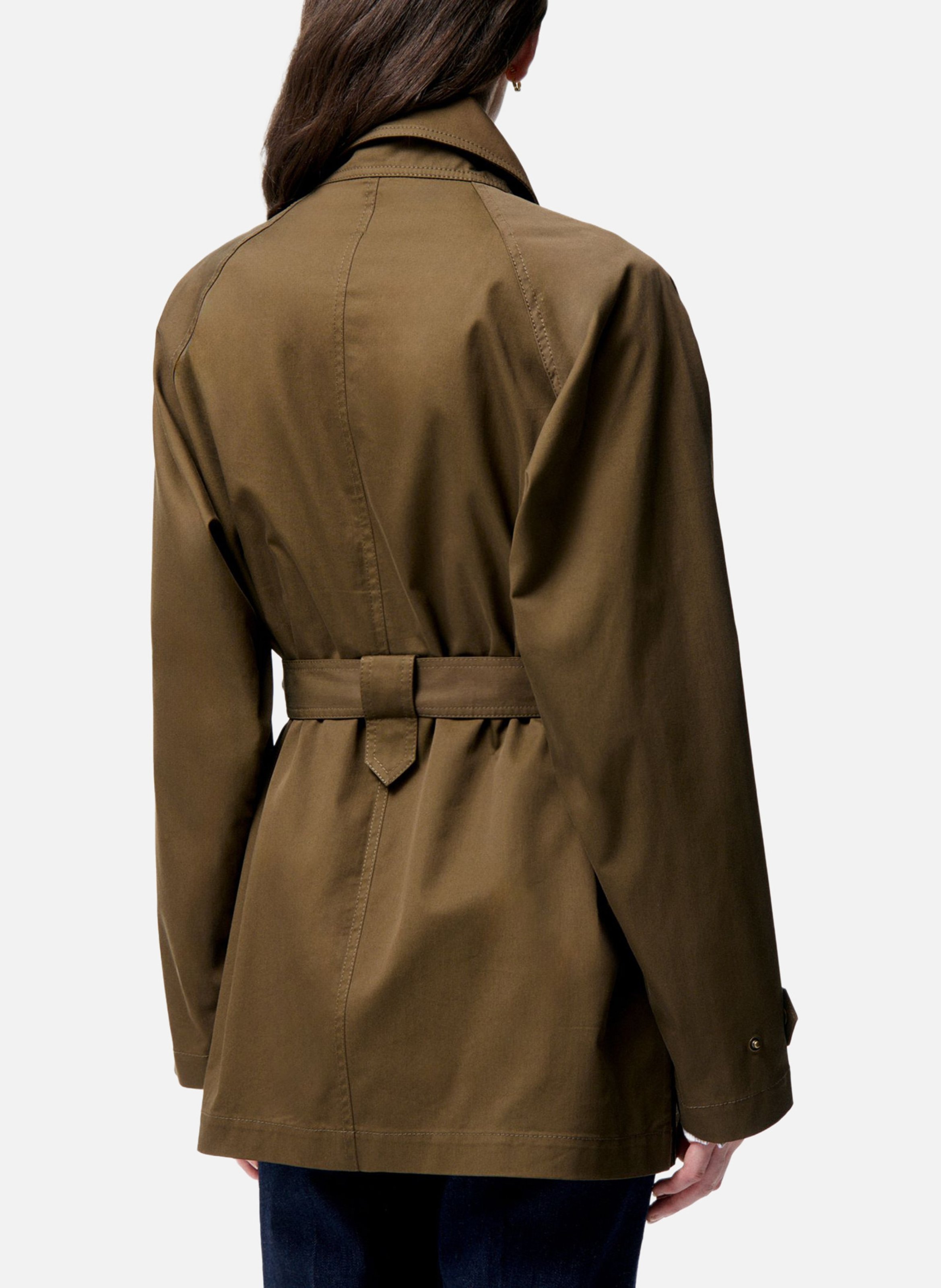 High-neck cotton blend parka Green