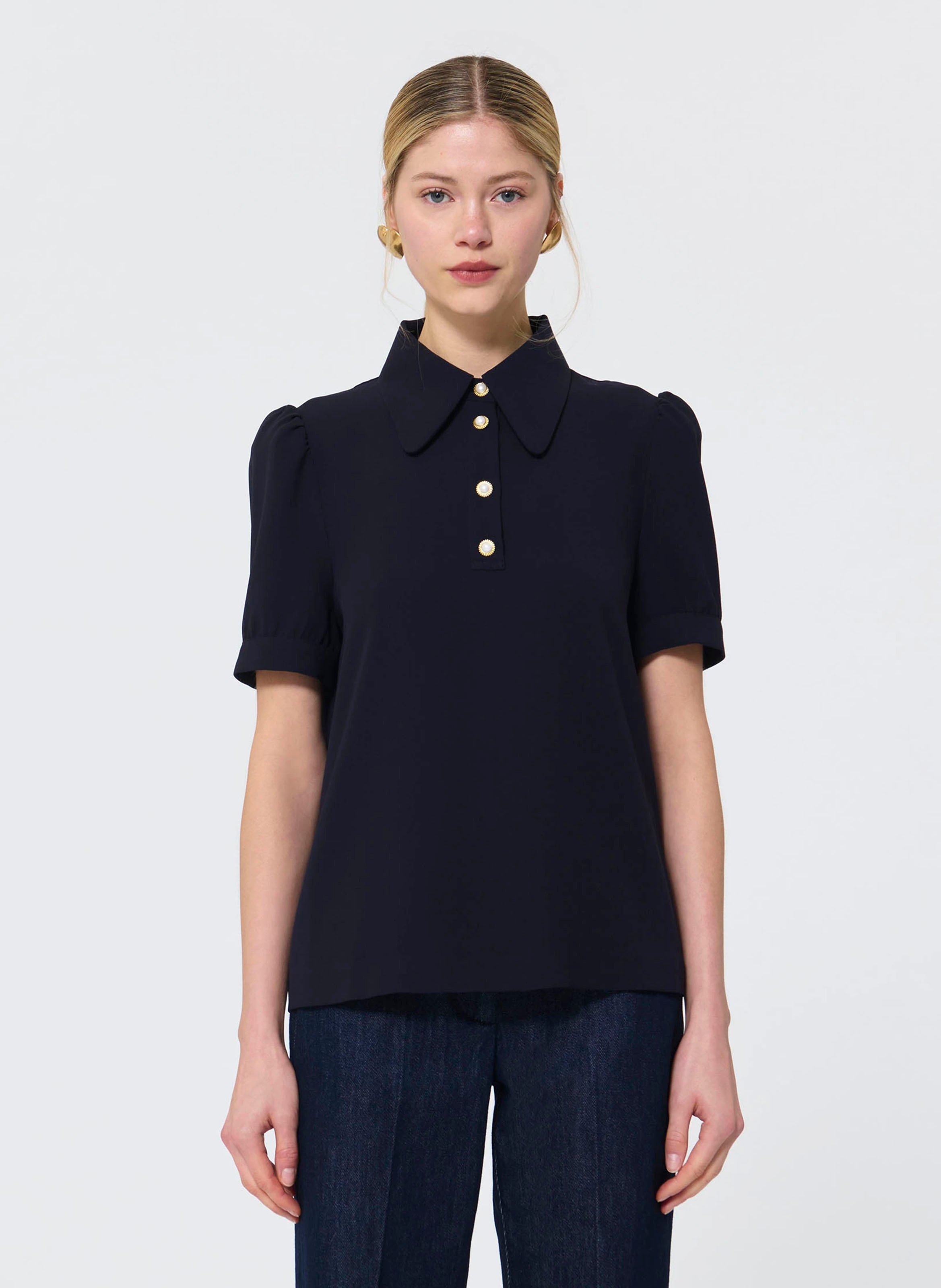 Short-sleeved polo with jewel buttons TARA JARMON