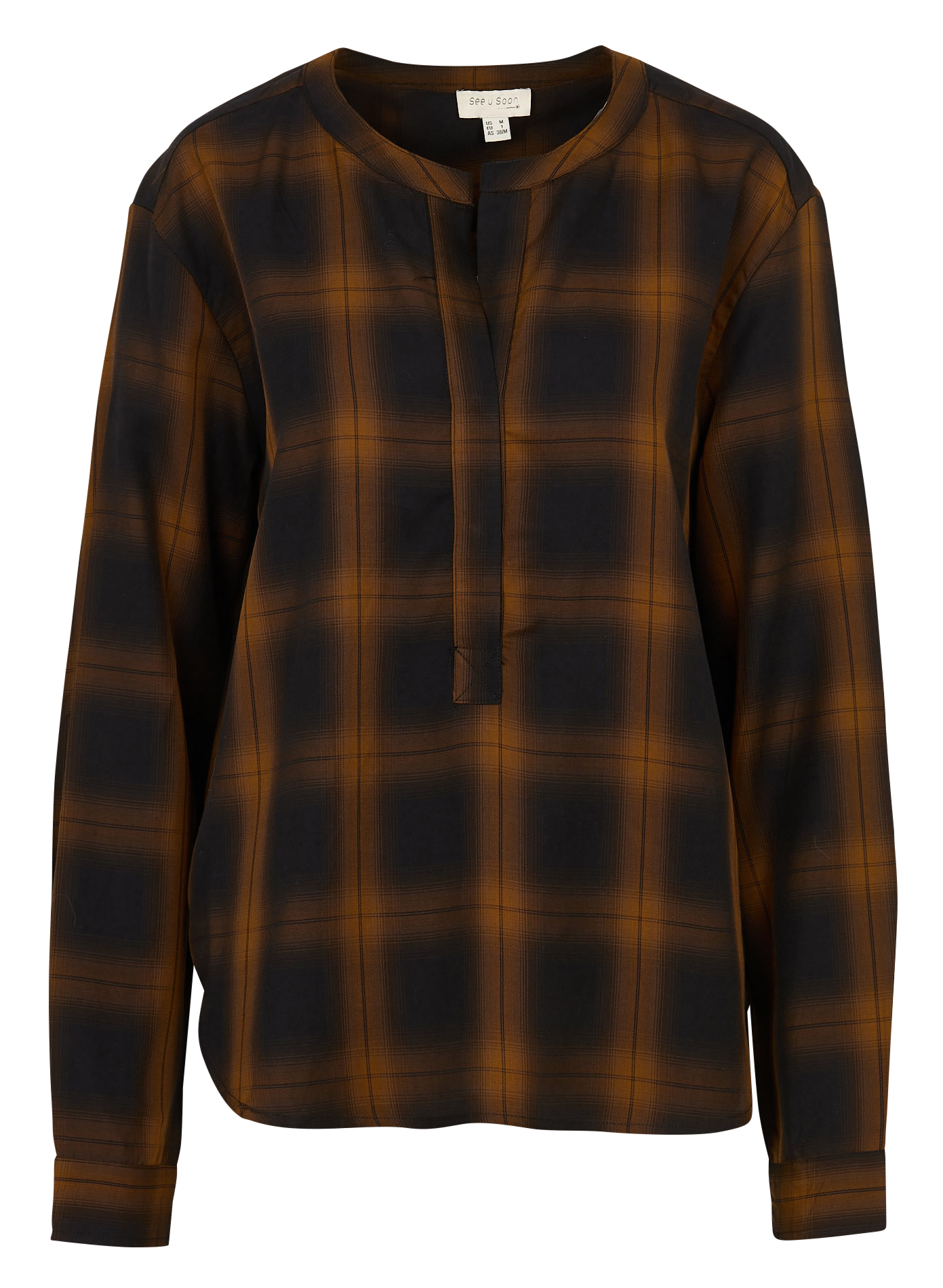 Loose checkered tunic blouse SEE U SOON Black