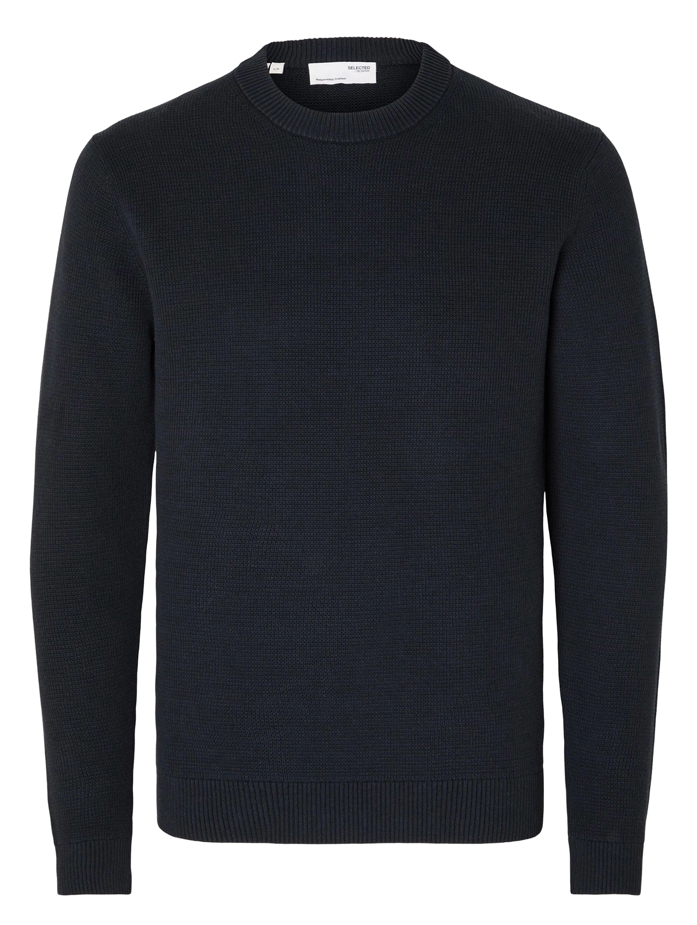 Pull col rond en coton bio  SELECTED Bleu