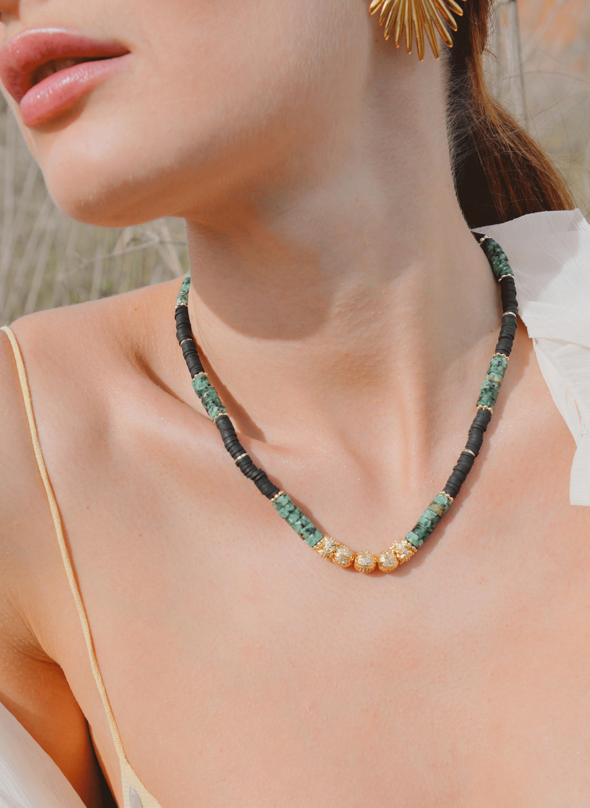 Round beads pearl necklace HIPANEMA Black