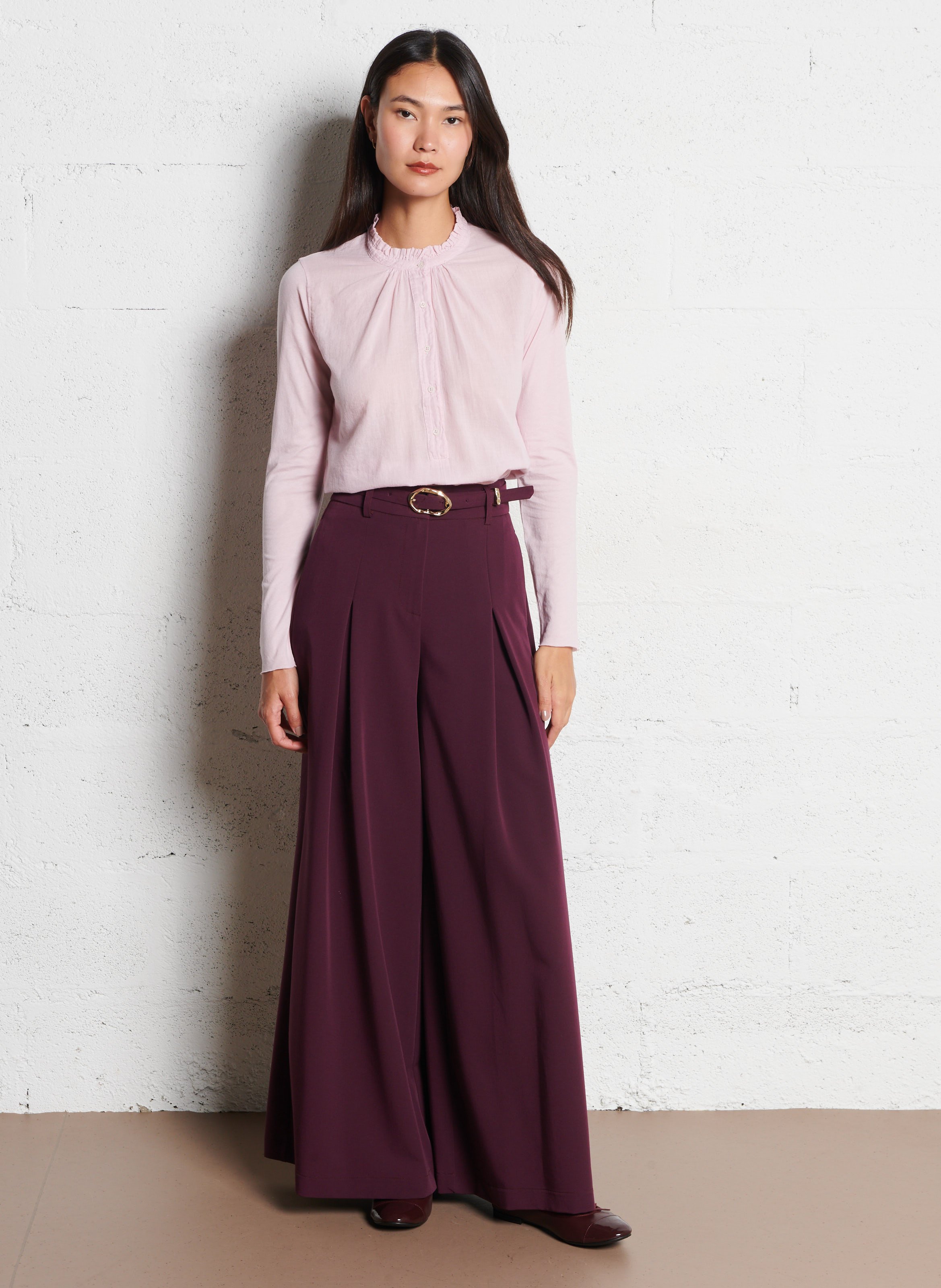 Straight high-neck cotton t-shirt HARTFORD Pink