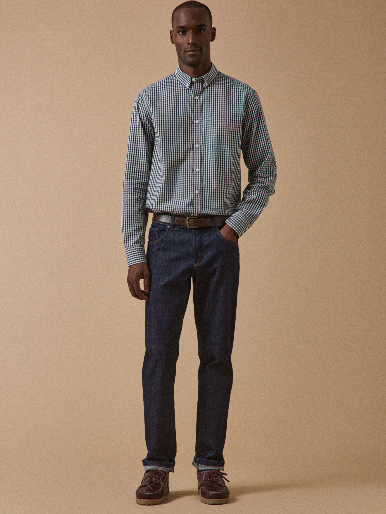 Contemporary cut gingham shirt Blue