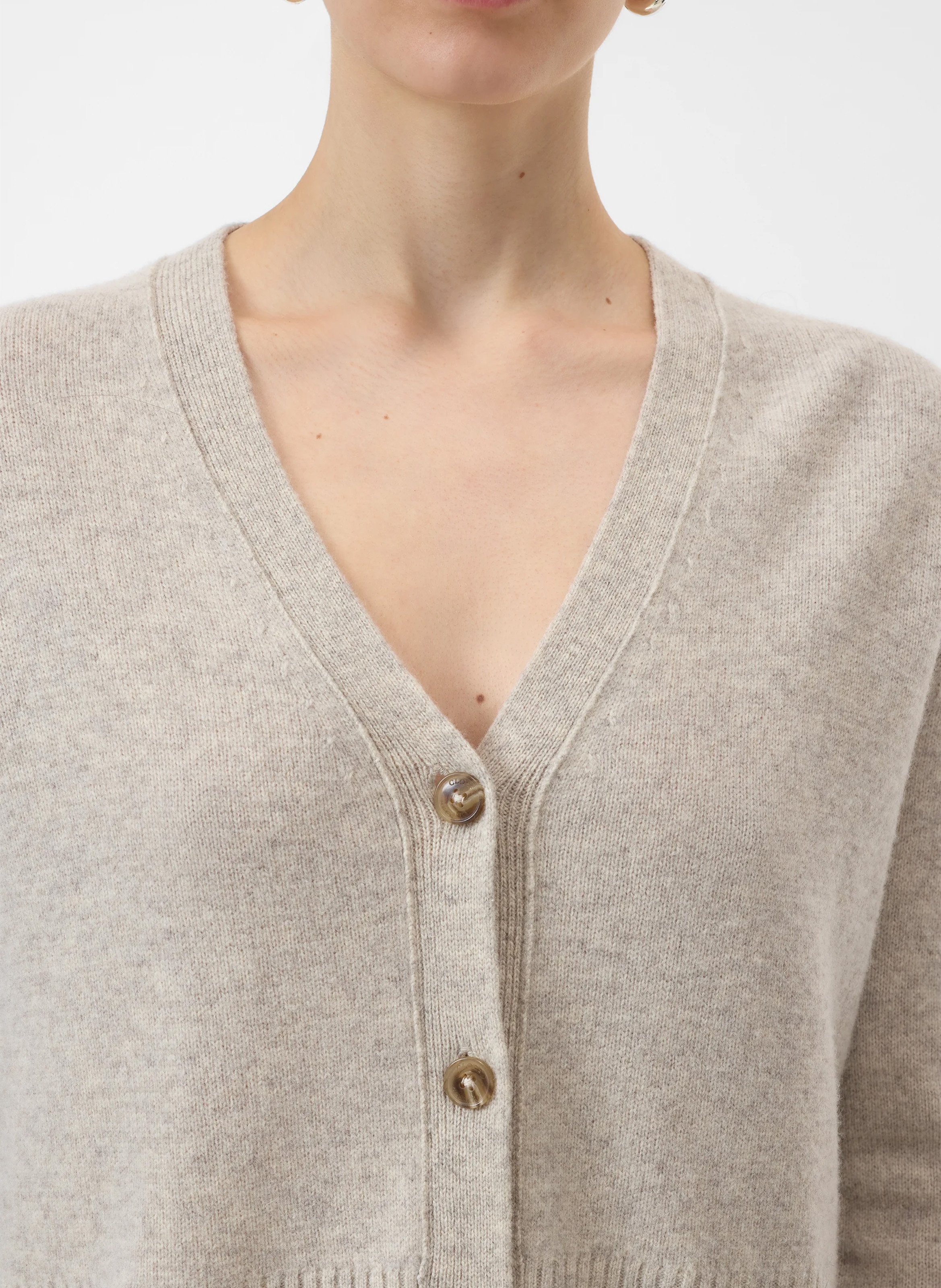 Straight V-neck wool vest CLOSED Beige