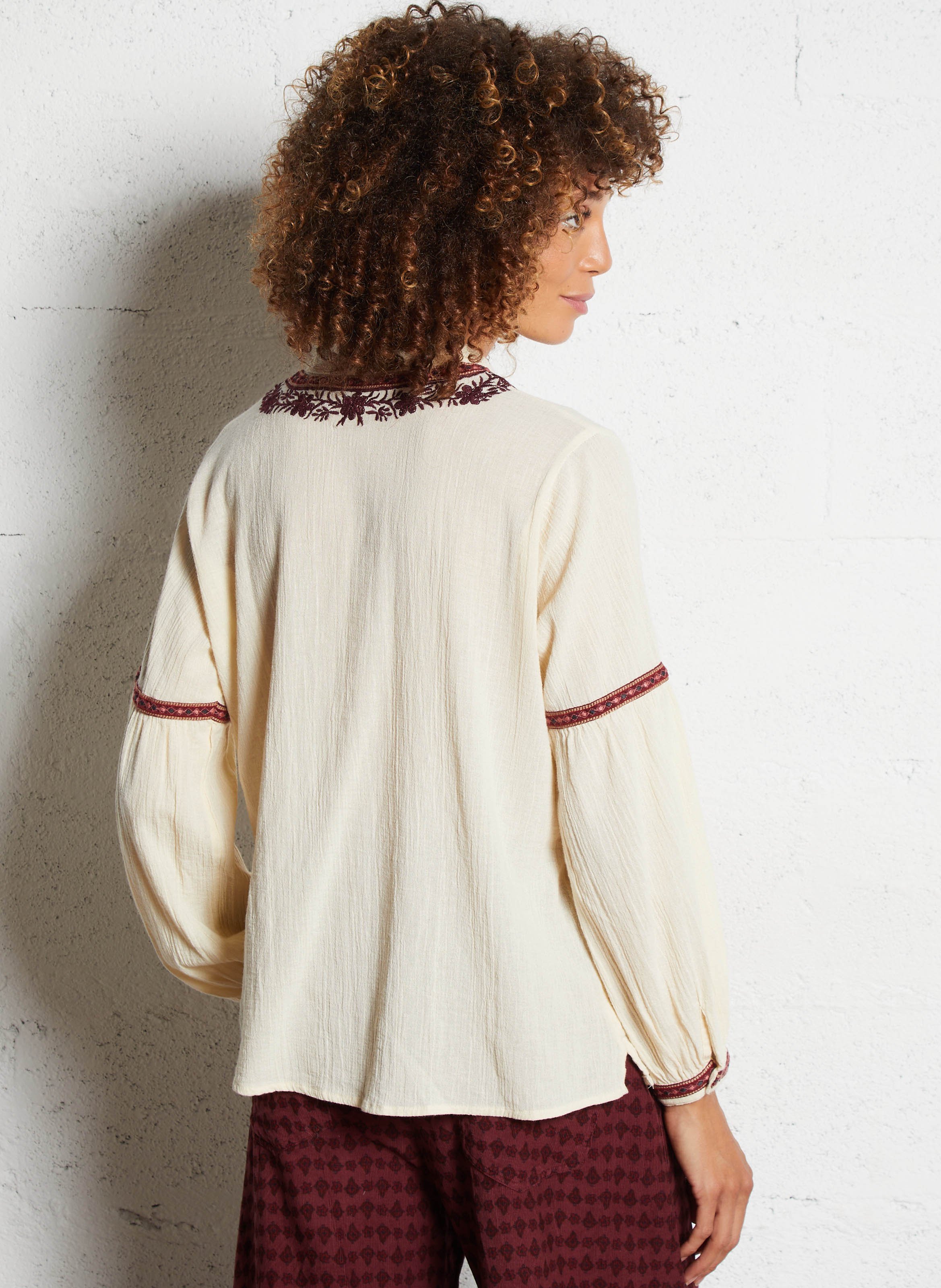 Round-neck cotton blouse MAISON HOTEL Red