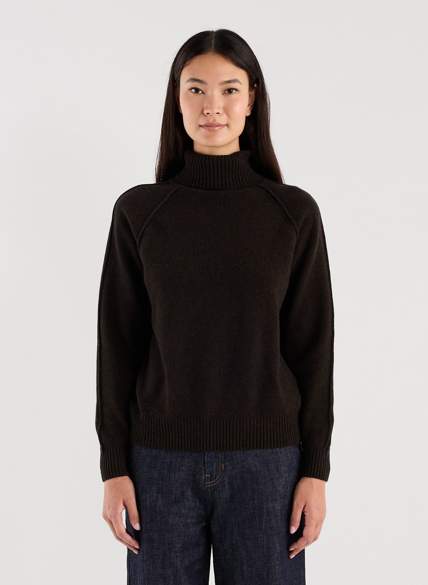 Pull droit col roulé en laine mélangée SAISON 1865 Marron