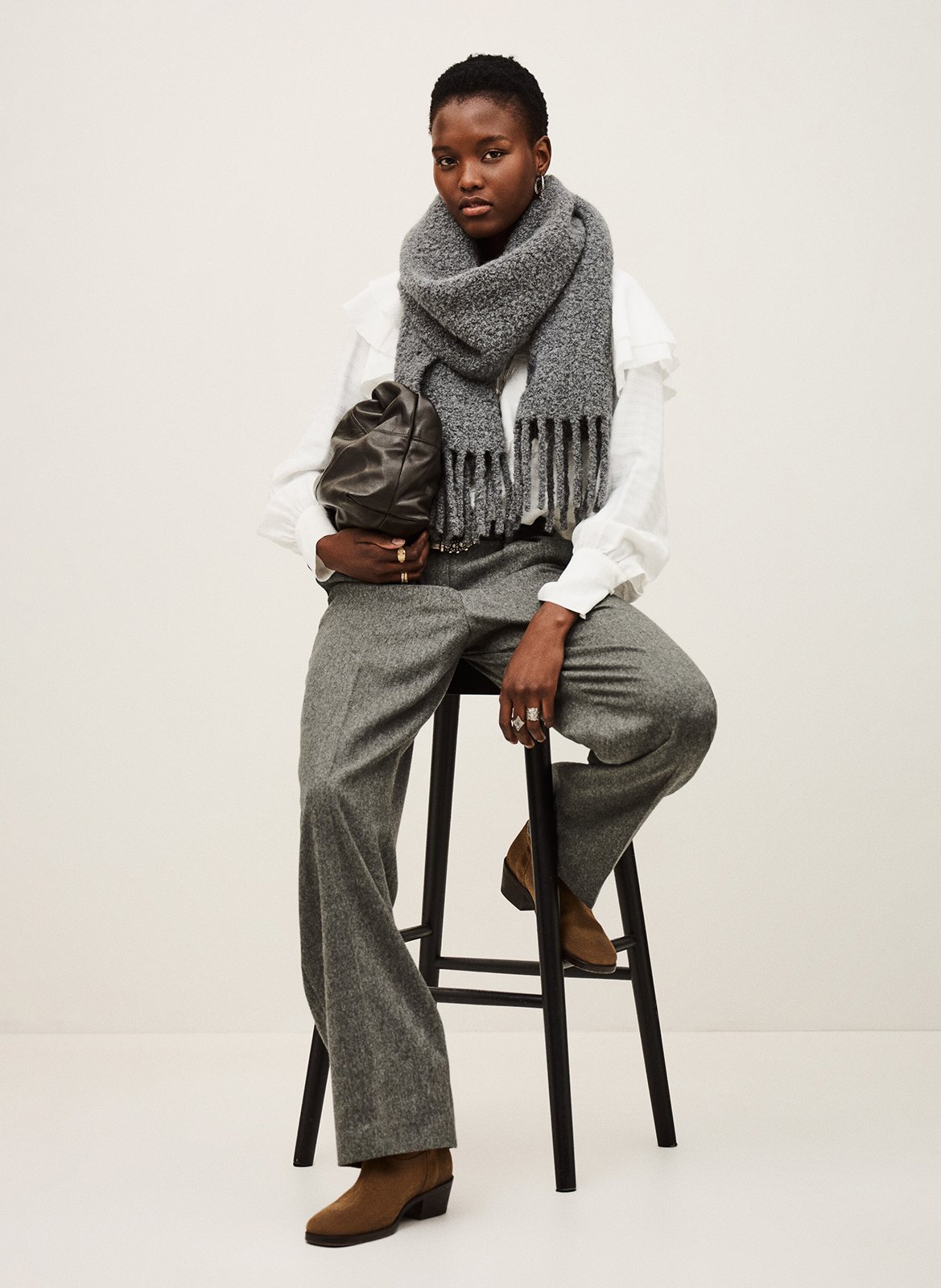 Broek breed model van gebreide stof BA&SH Zwart