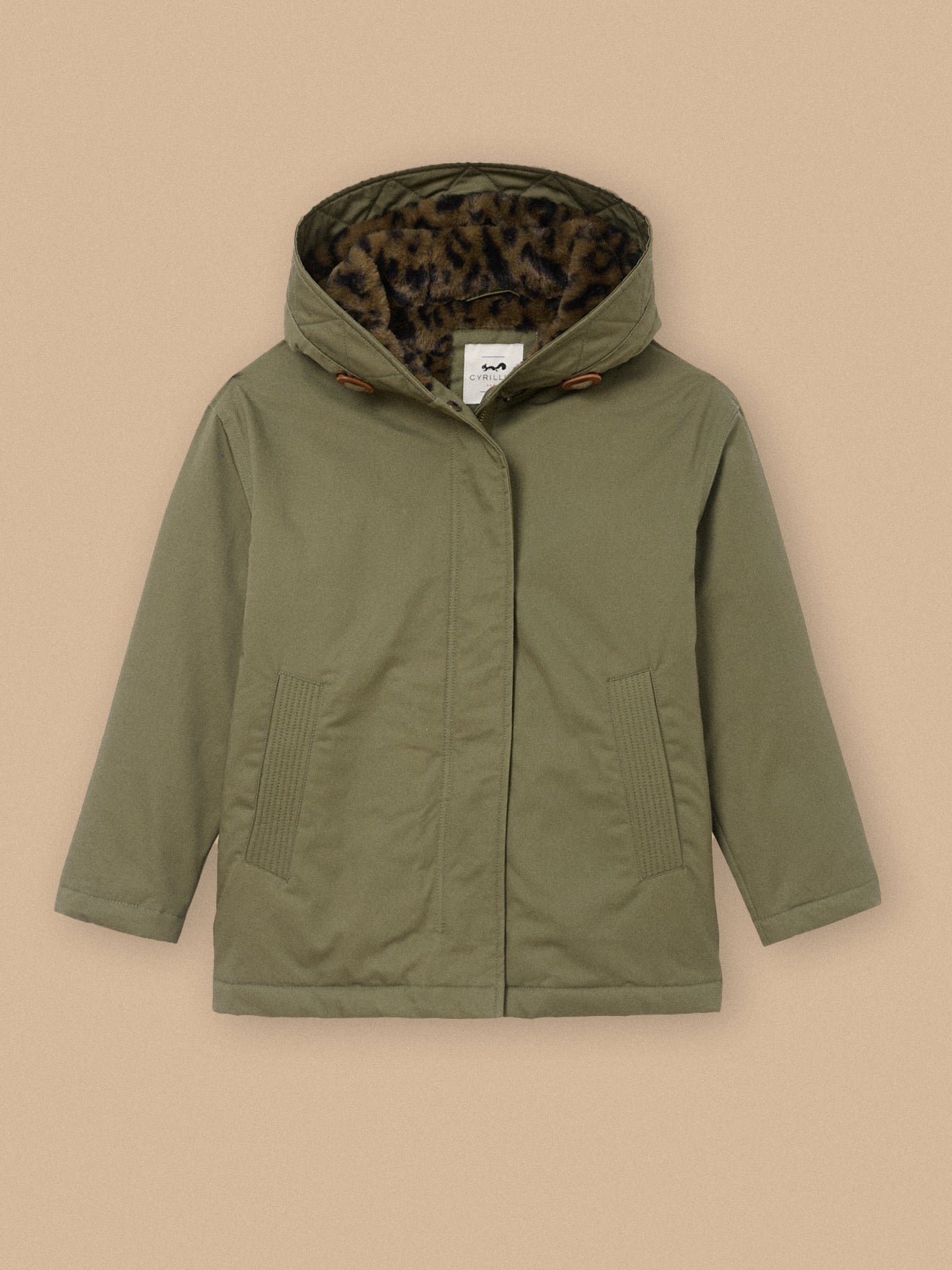 Short parka lined with leopard print CYRILLUS White