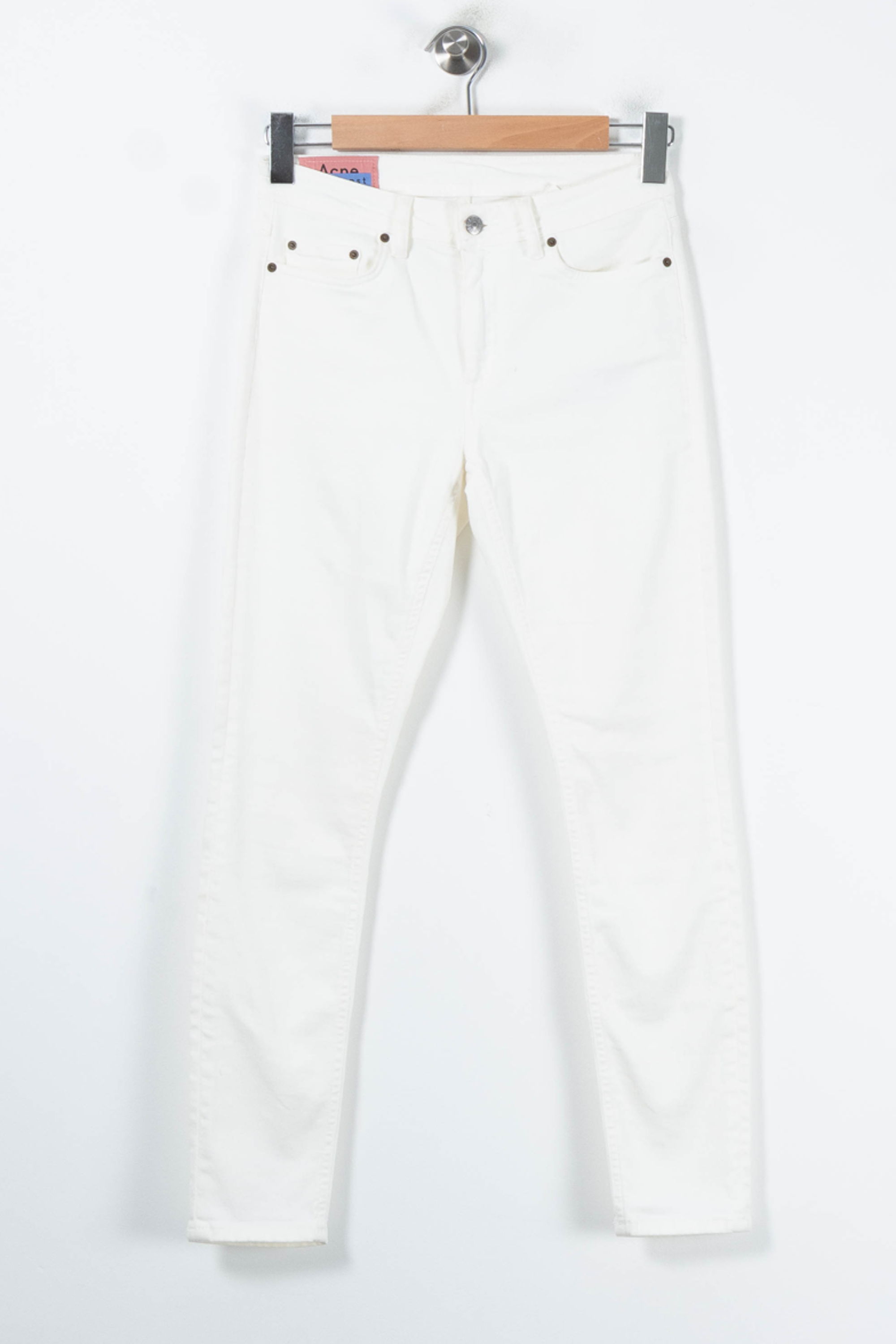 Cropped slim jeans with studs ACNE STUDIOS - Seconde Main White
