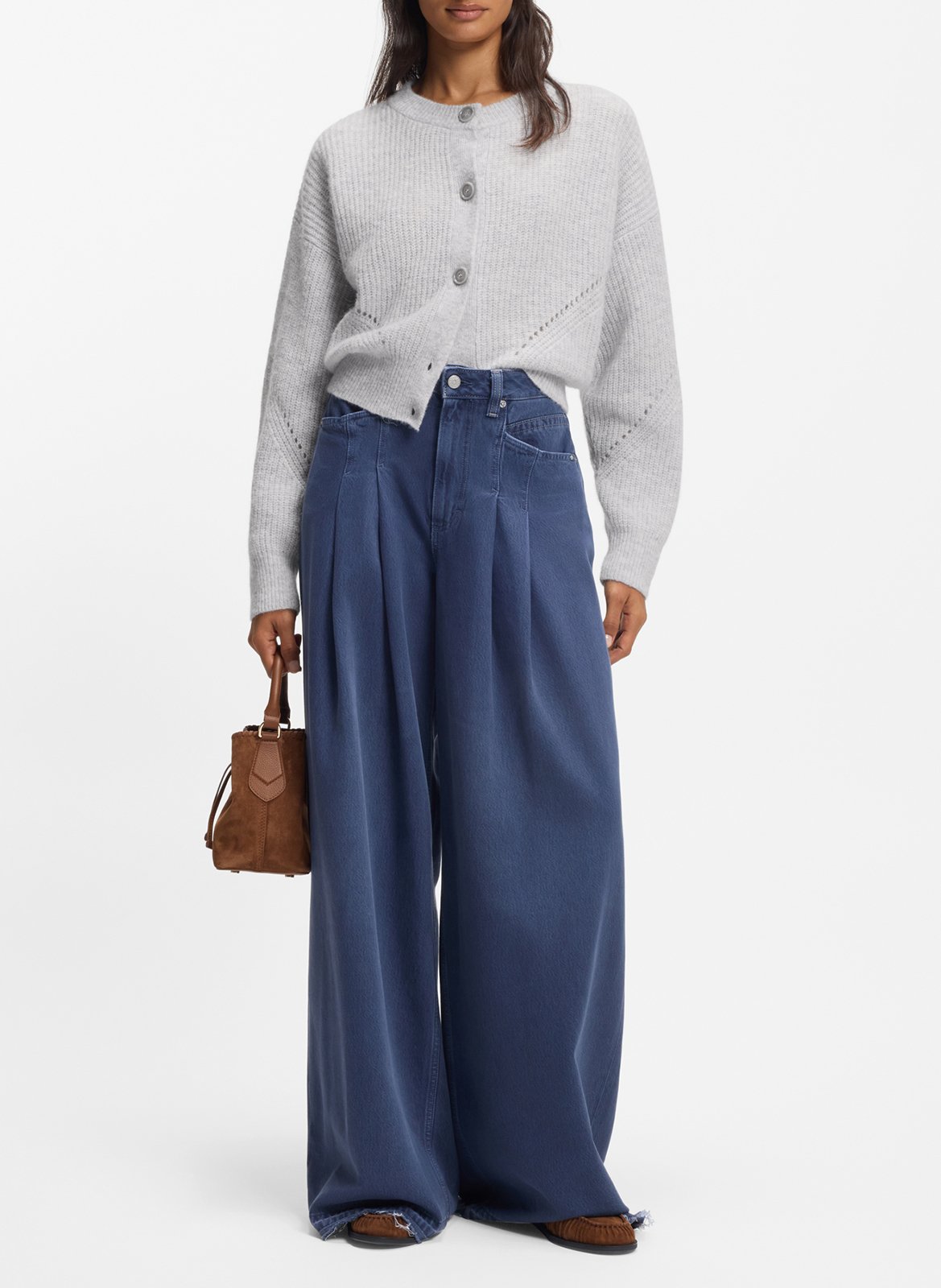 Oversized button-up cardigan in blended wool. BOSS Silver