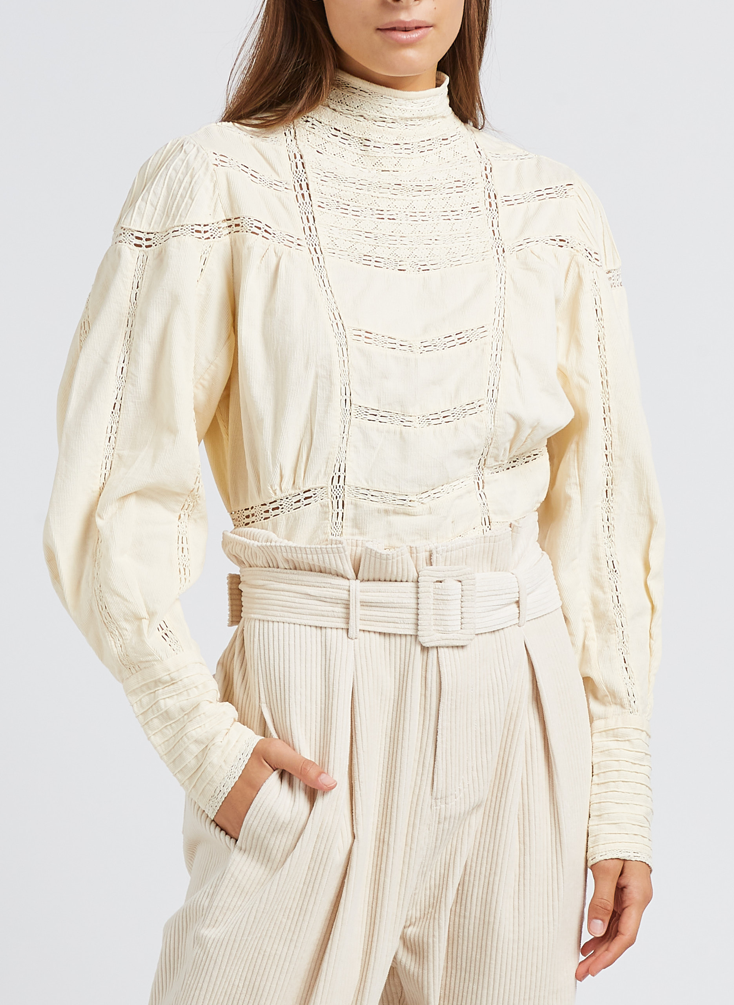 Top col montant en coton MES DEMOISELLES Blanc