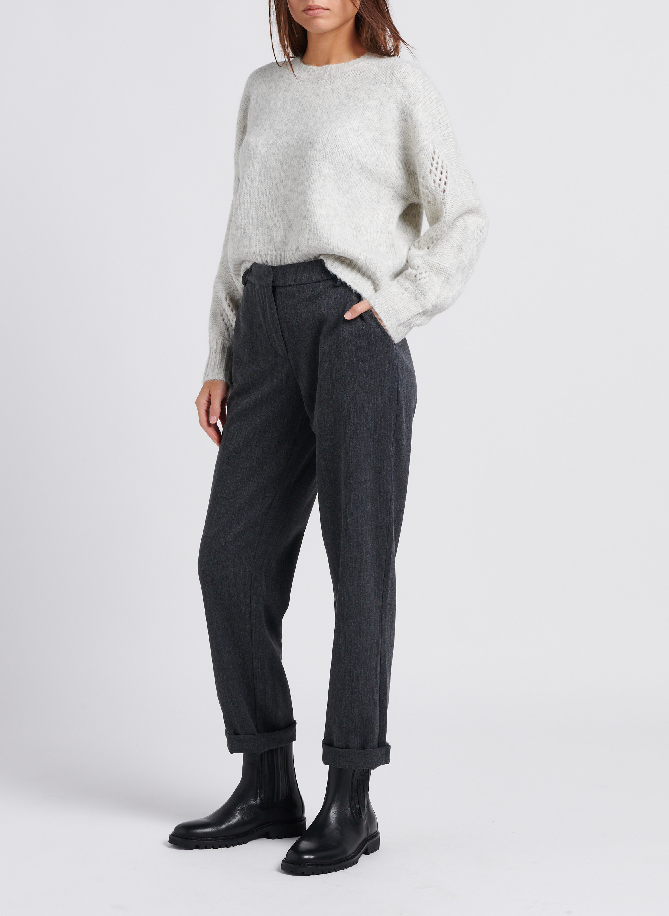 Gerade geschnittene Hose VILA Grau