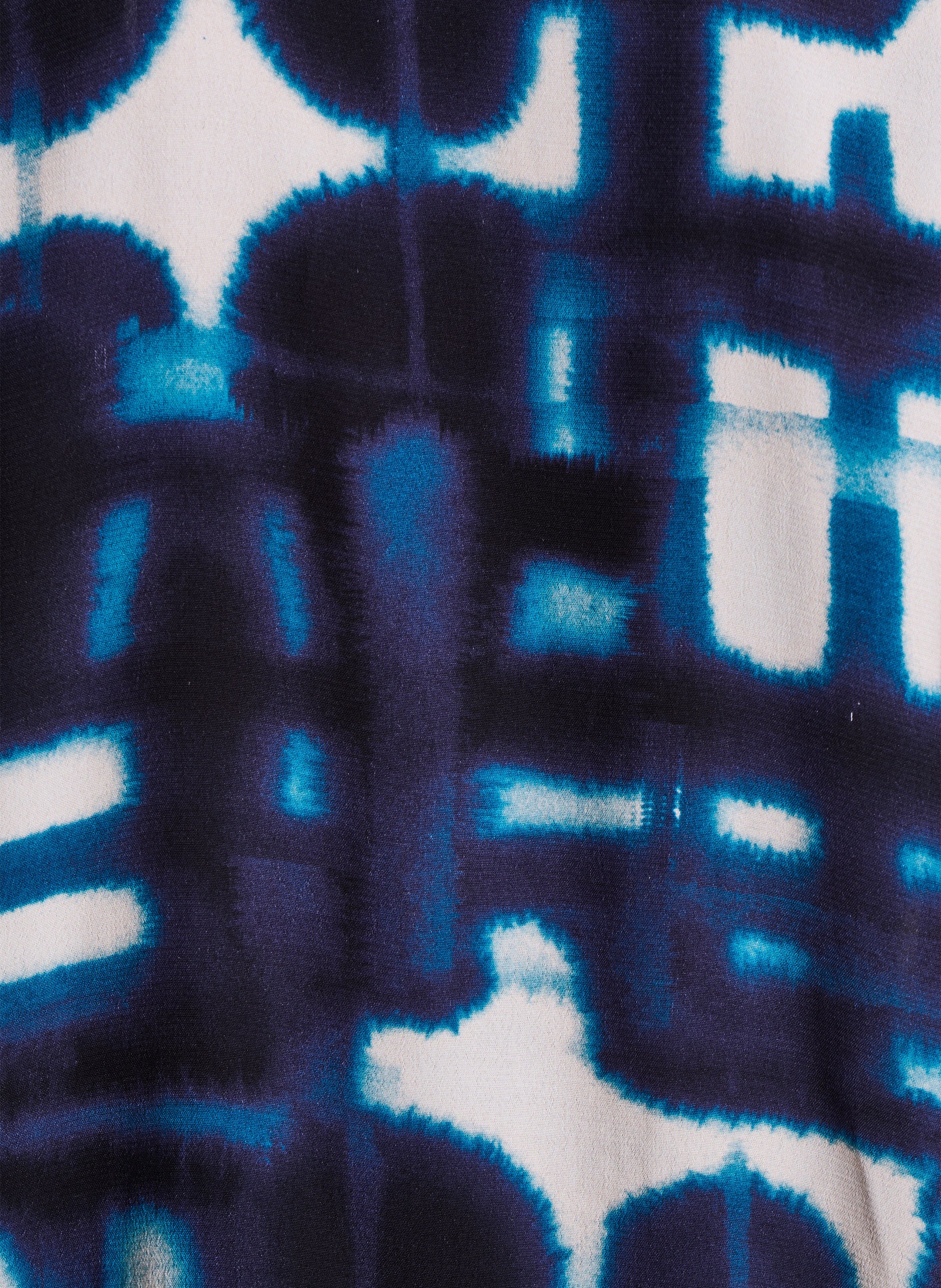 Blouse oversize col tunisien imprimé LA FEE MARABOUTEE Bleu