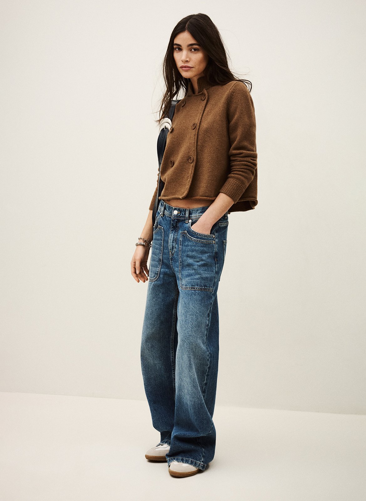 Gilet droit col montant en laine BA&SH Marron