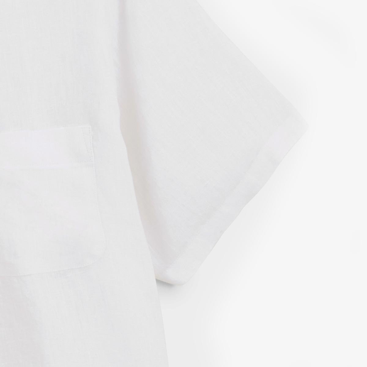 Short-sleeved plain linen shirt SERGE BLANCO White