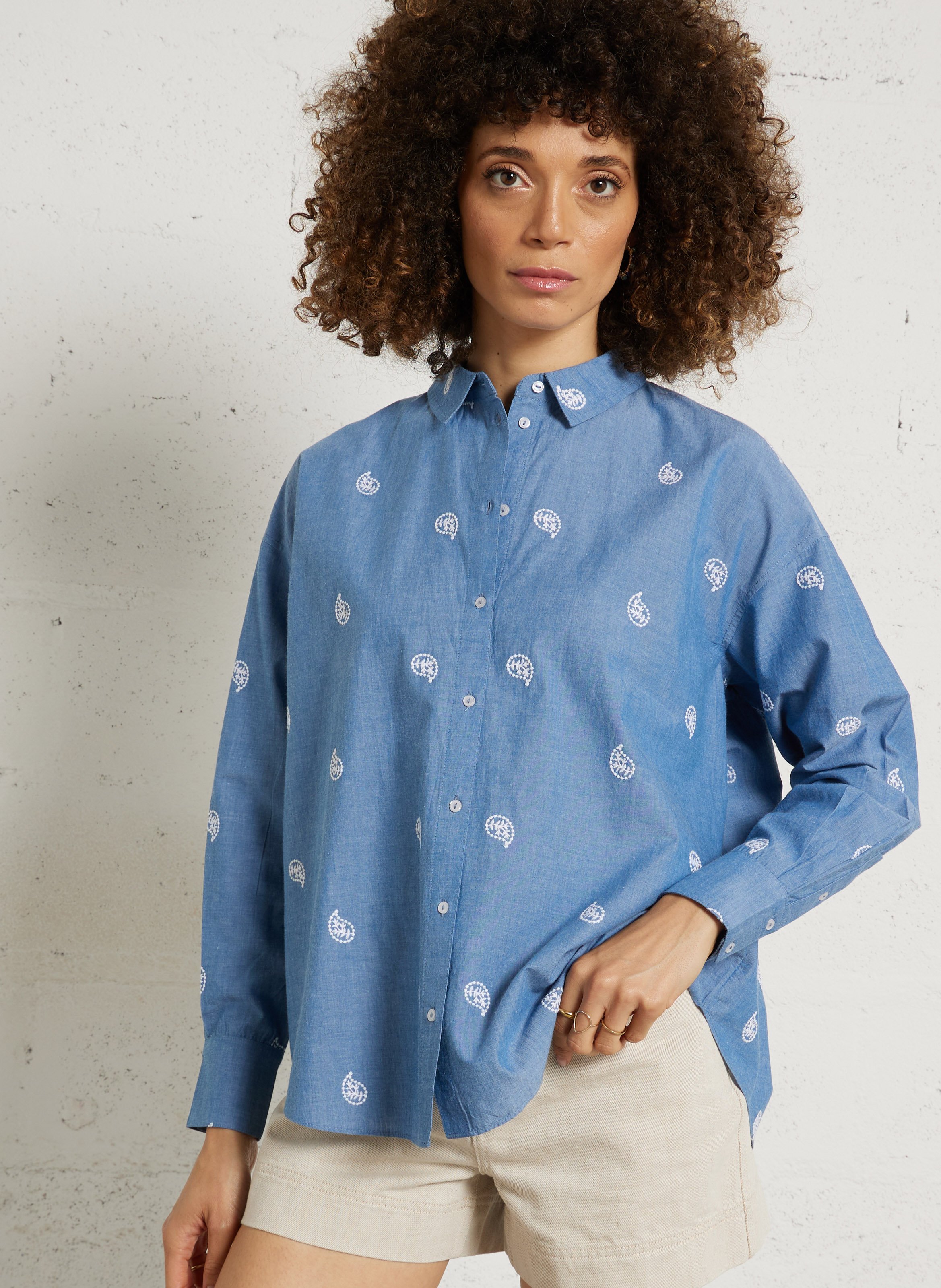 Spijkerblouse met klassieke kraag SUD EXPRESS Blauw