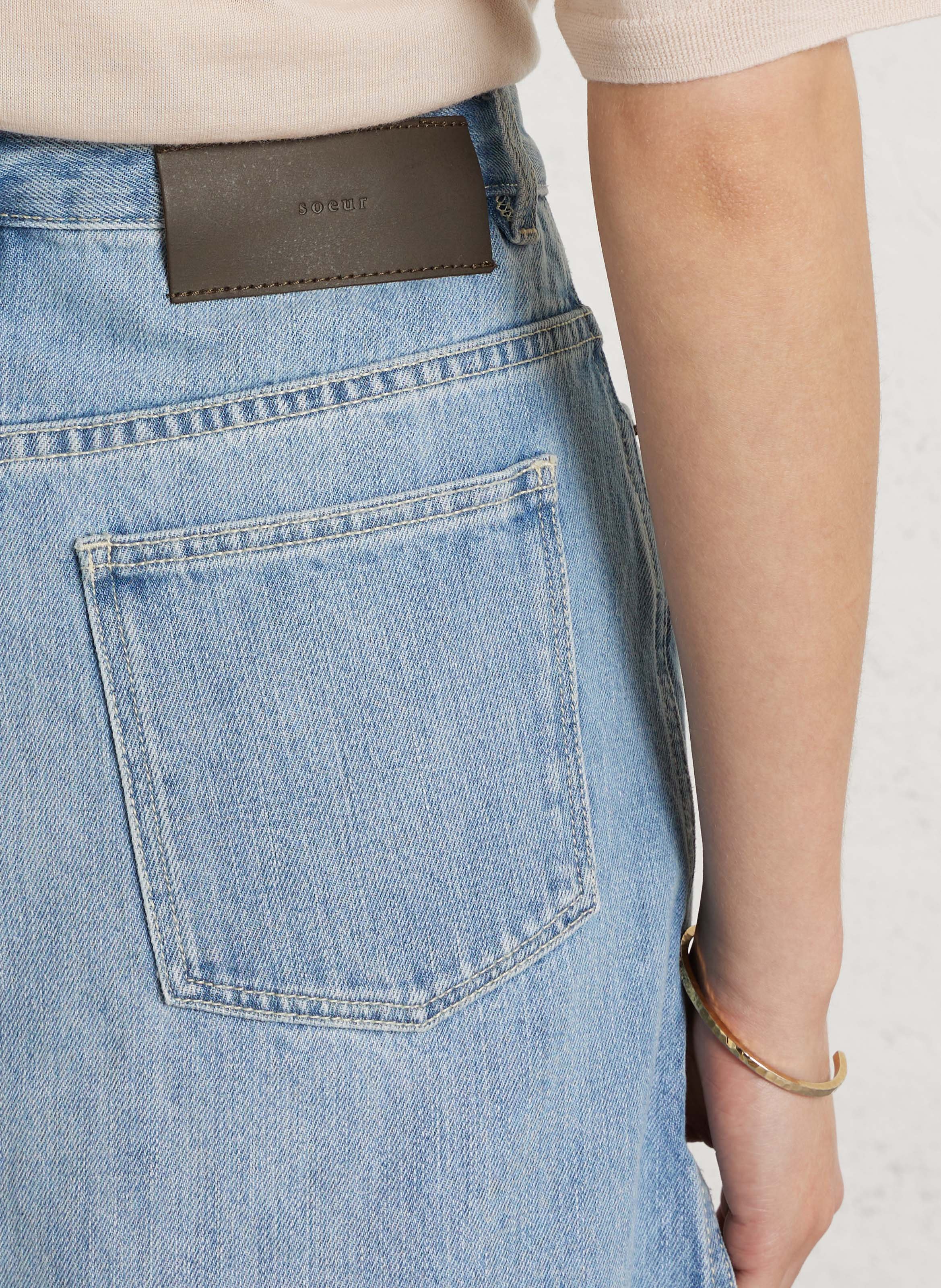 Rok in korte lengte van denim SOEUR Blauw