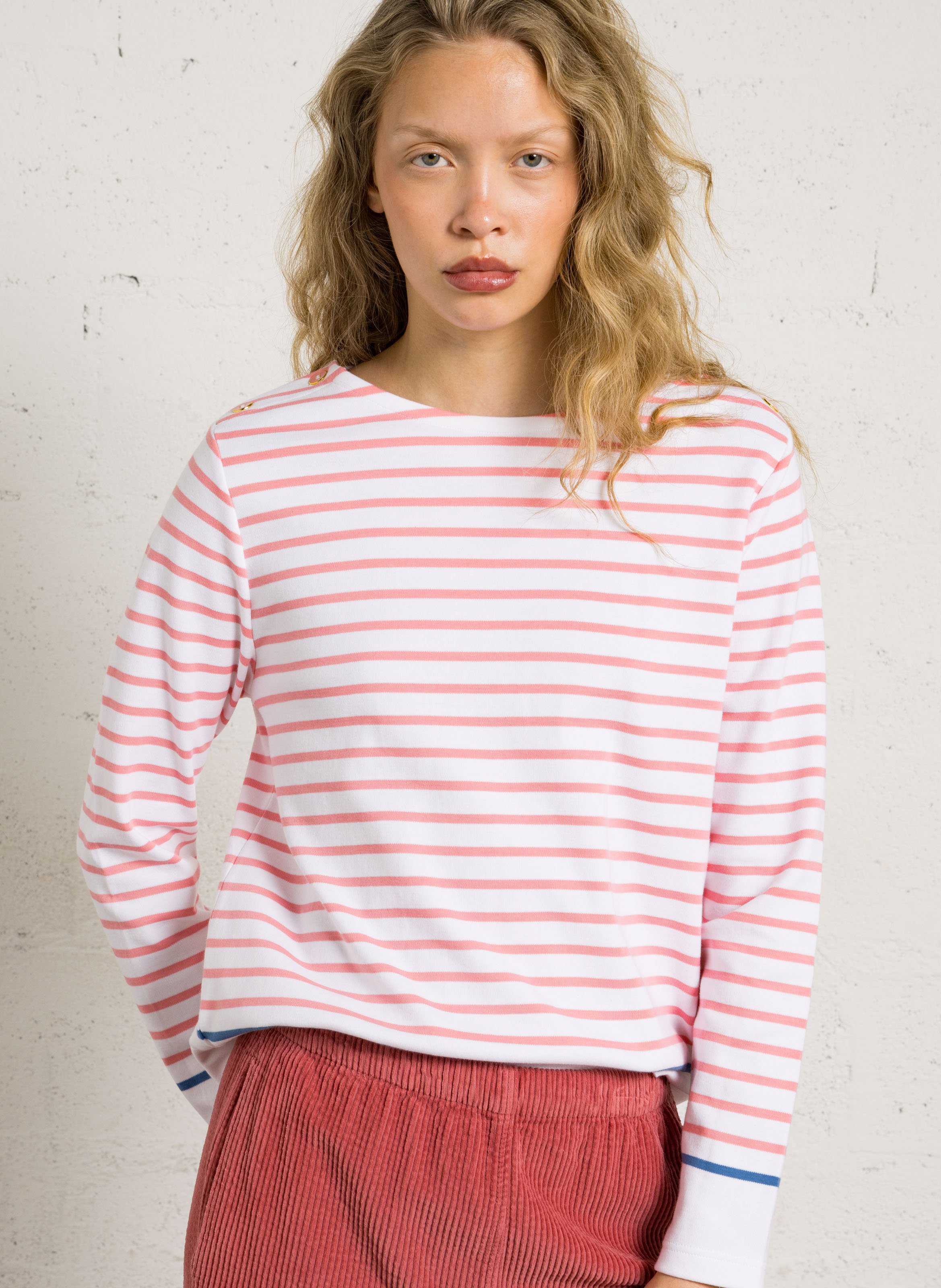 Long-sleeve striped cotton top ARMOR LUX White