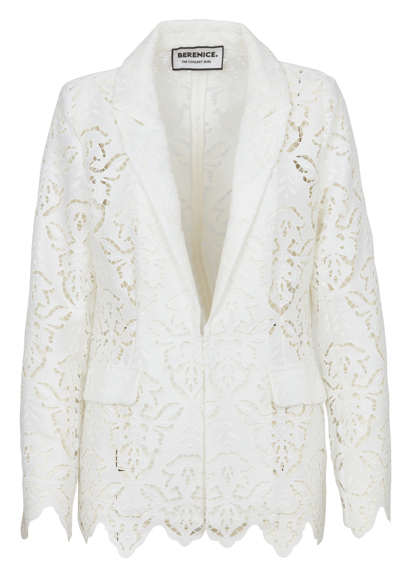 Tailored collar jacket in English embroidery BERENICE White