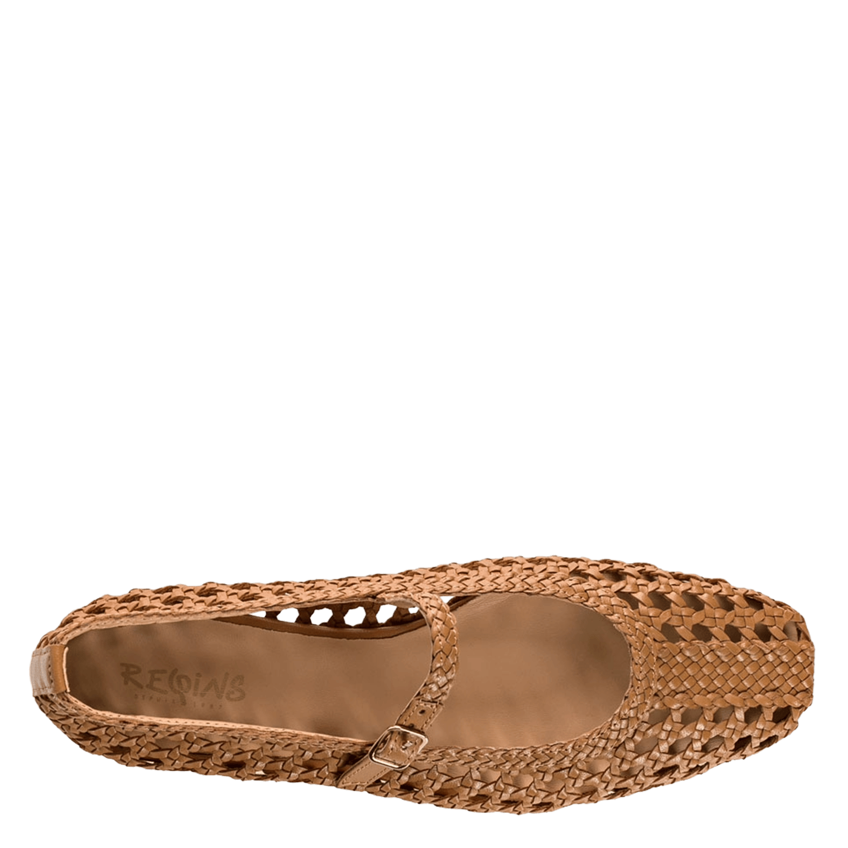 Openwork leather ballet flats REQINS Brown