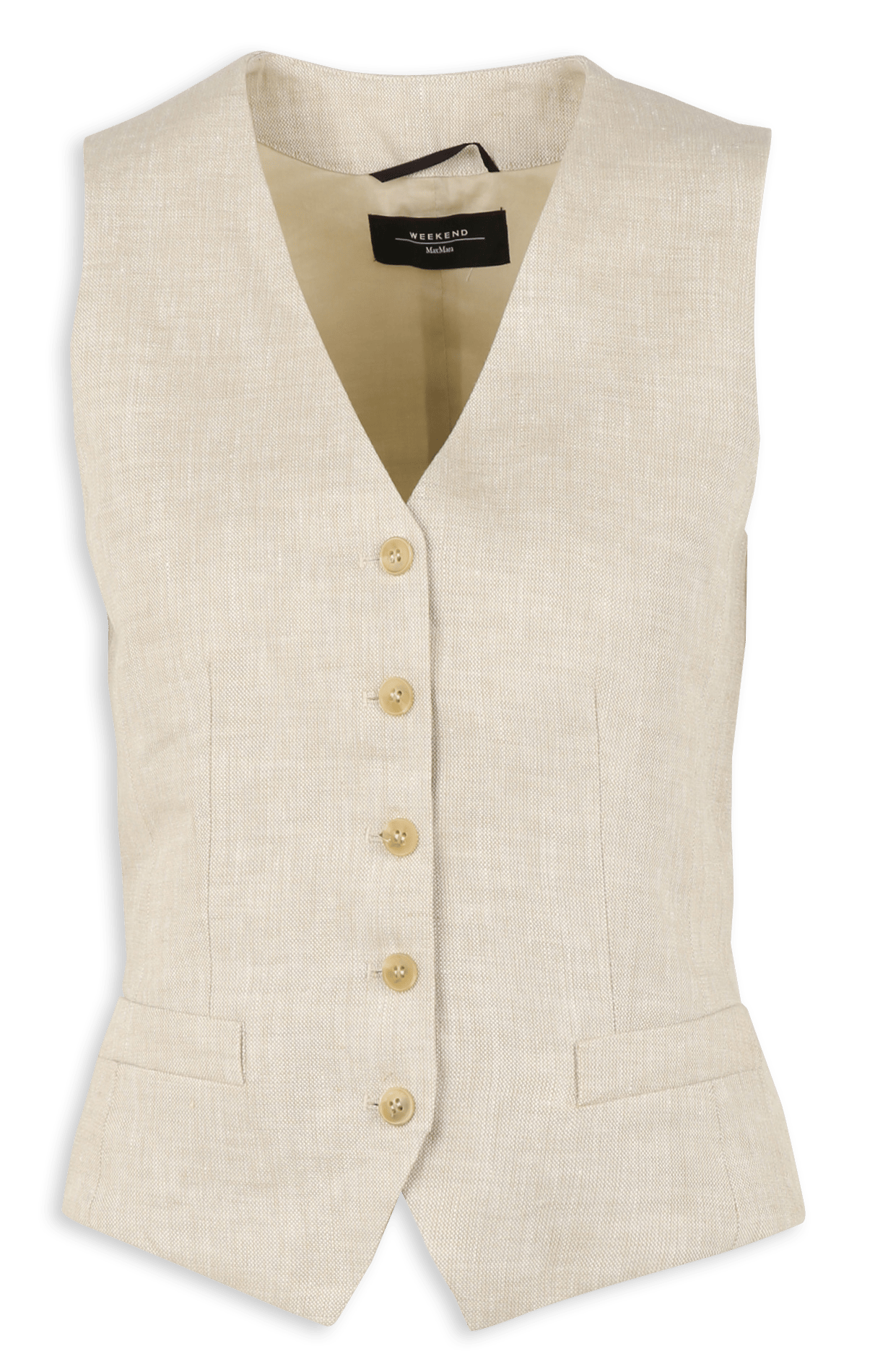 Kurzes tailliertes Leinengilet MAX MARA WEEK END Beige