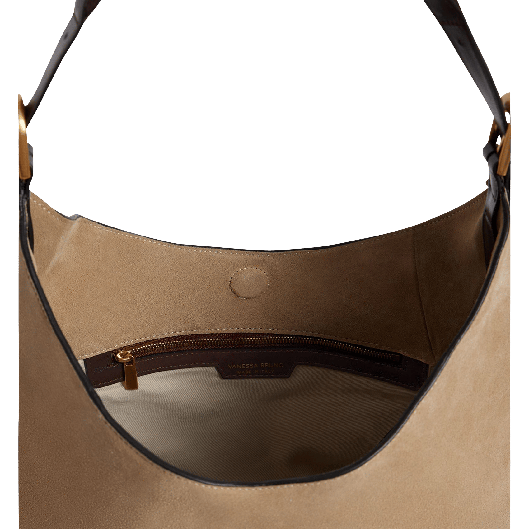 Buideltas van getextureerd leer met veters VANESSA BRUNO Beige