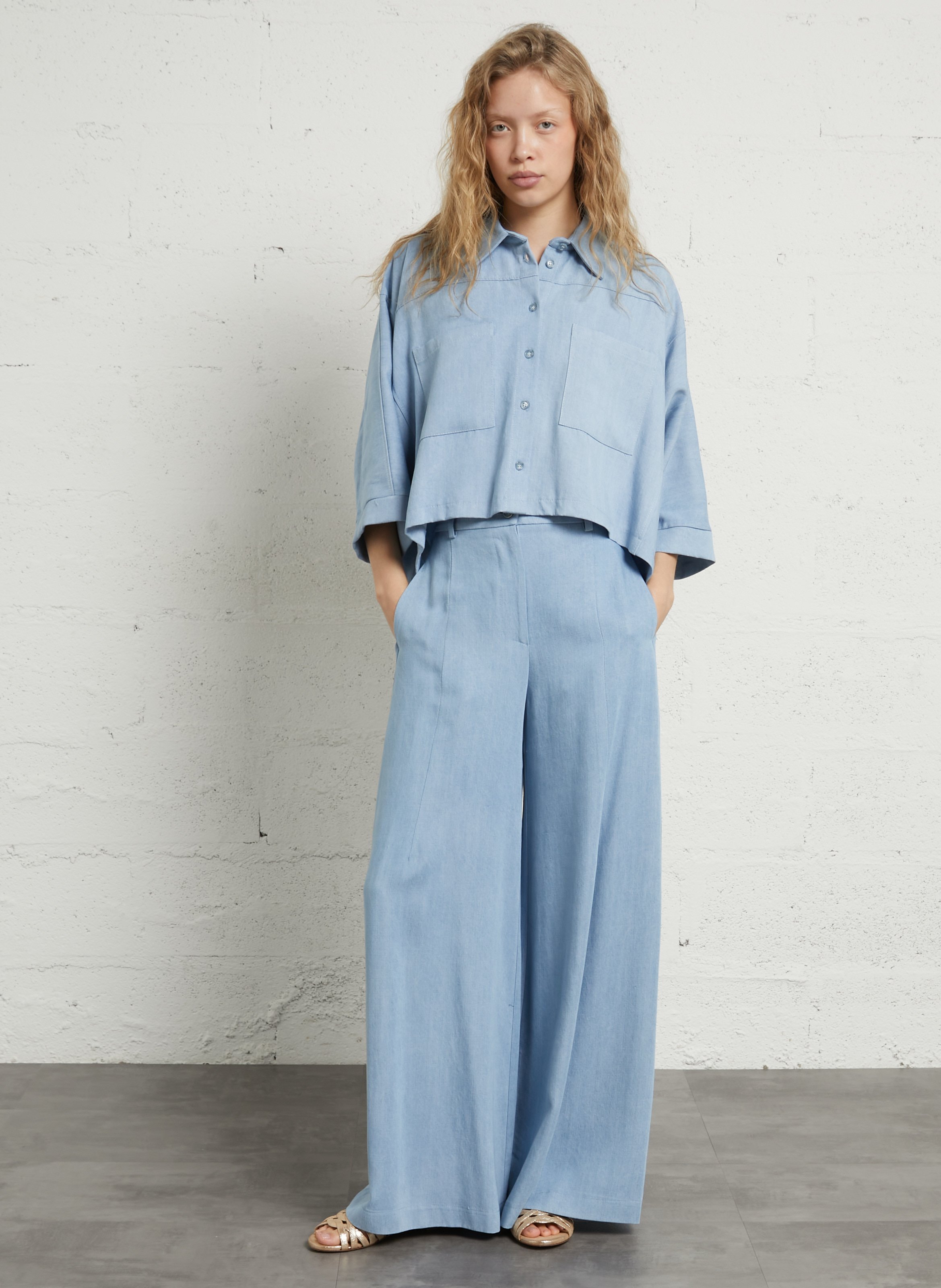 Wijde broek met bretels IMPERIAL Blauw