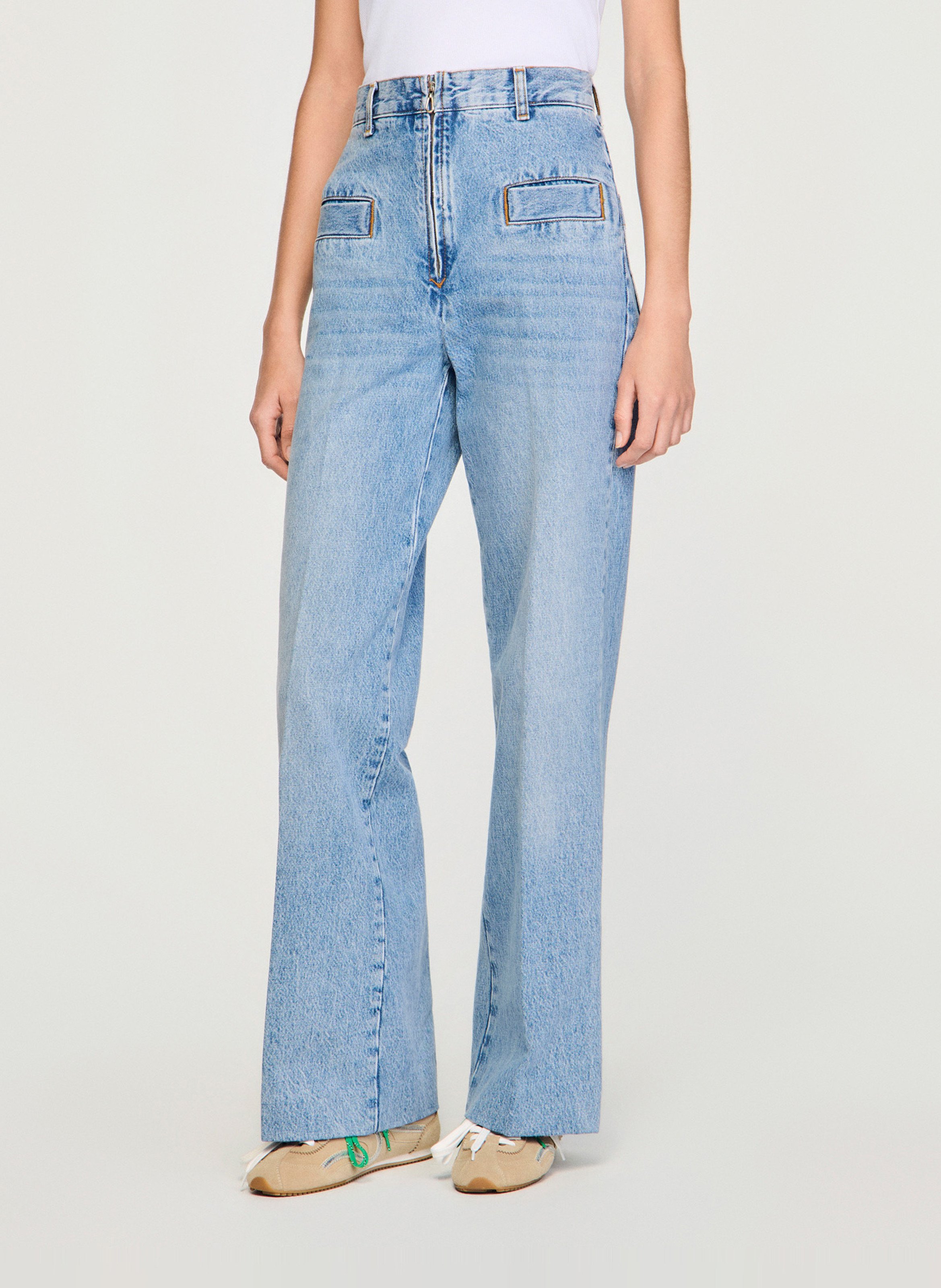 Rechte, katoenen jeans met verwassen effect SANDRO Blauw