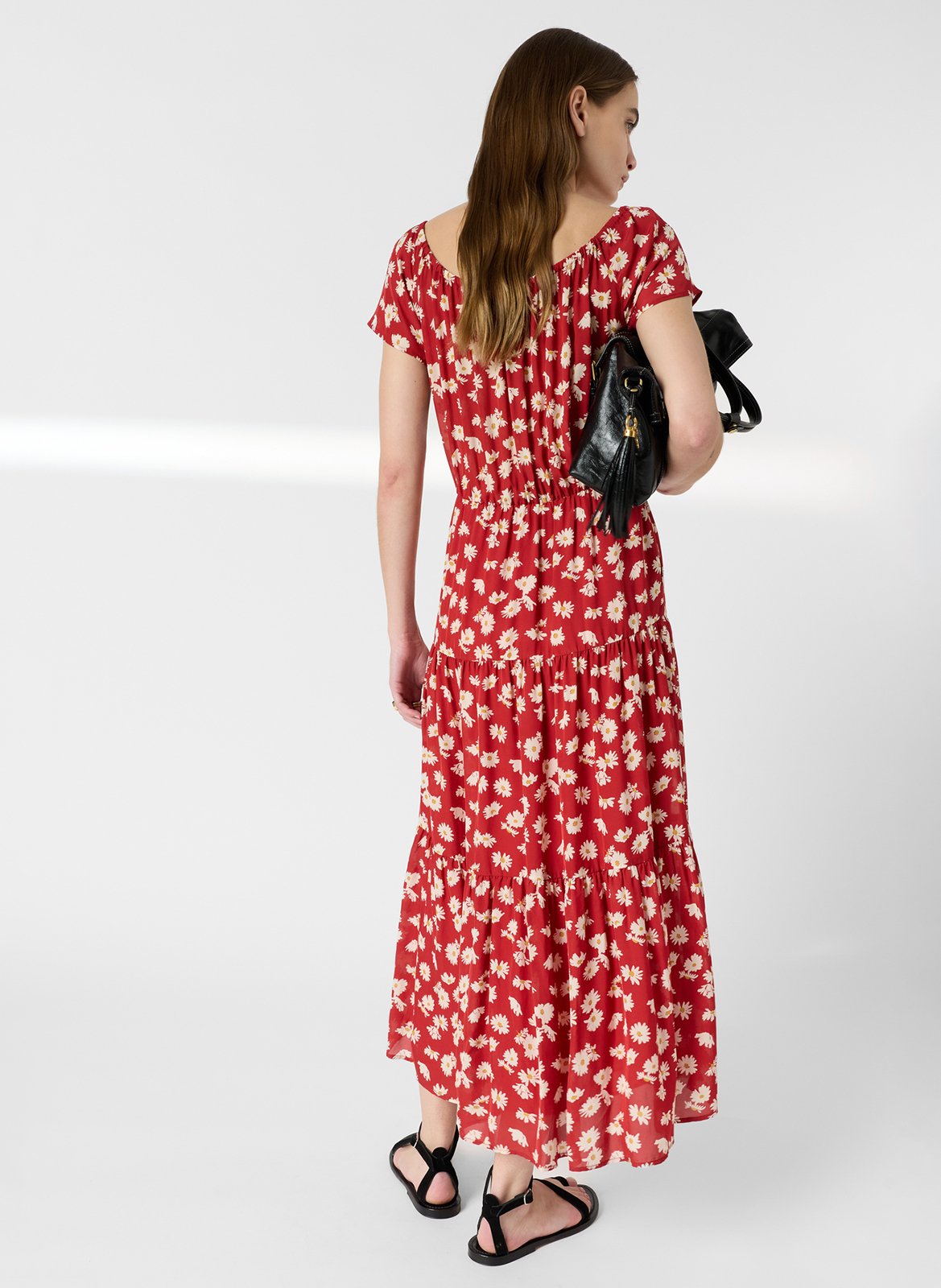 Robe longue ample col rond imprimé GERARD DAREL Rouge