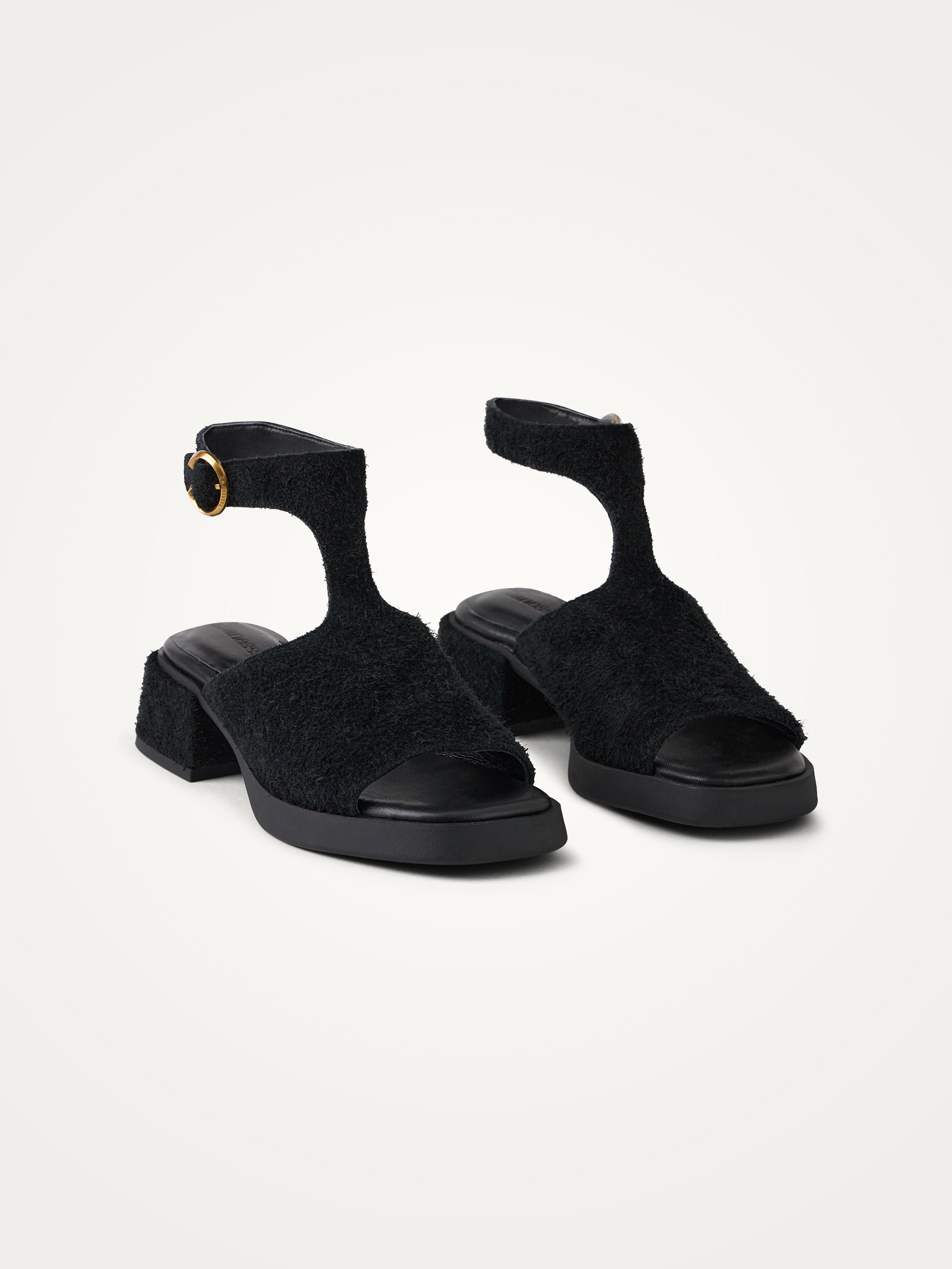 Camel suede sandals with heel and strap VANESSA WU Black