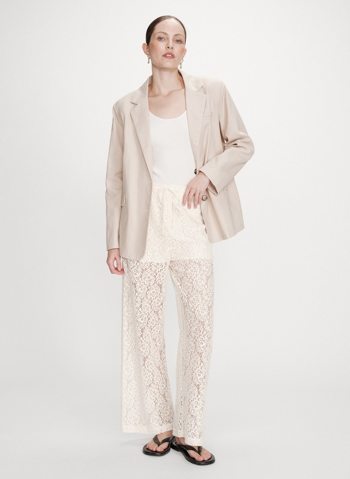Pantalon ample en dentelle GRACE ET MILA Blanc