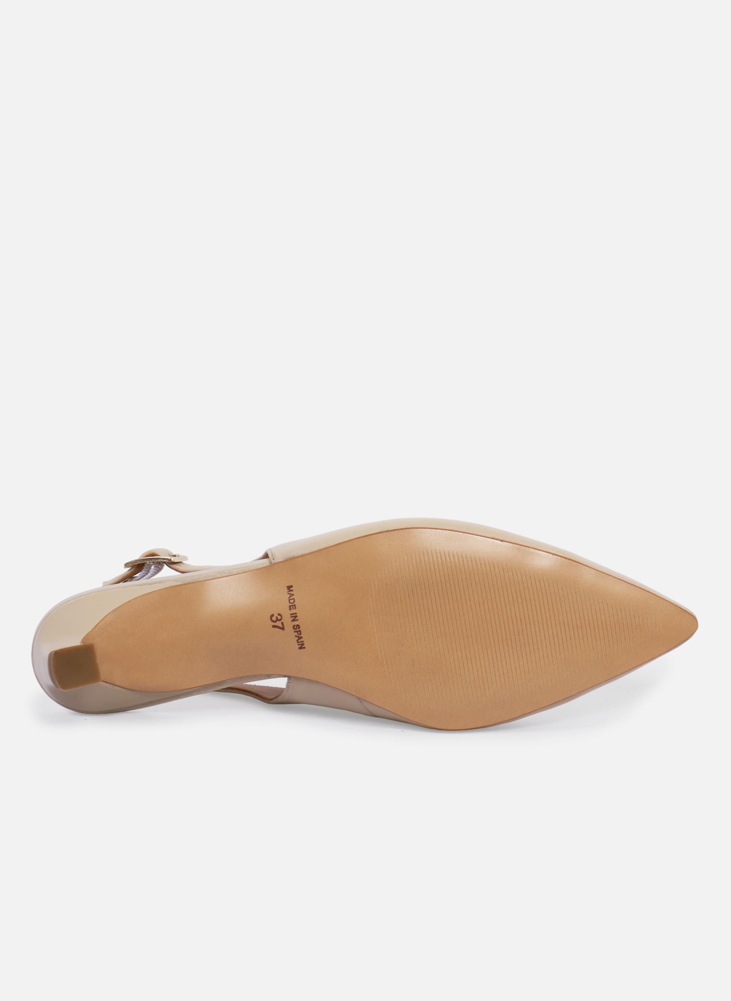 Escarpins slingback albane petit talon cuir lisse JULES & JENN Beige