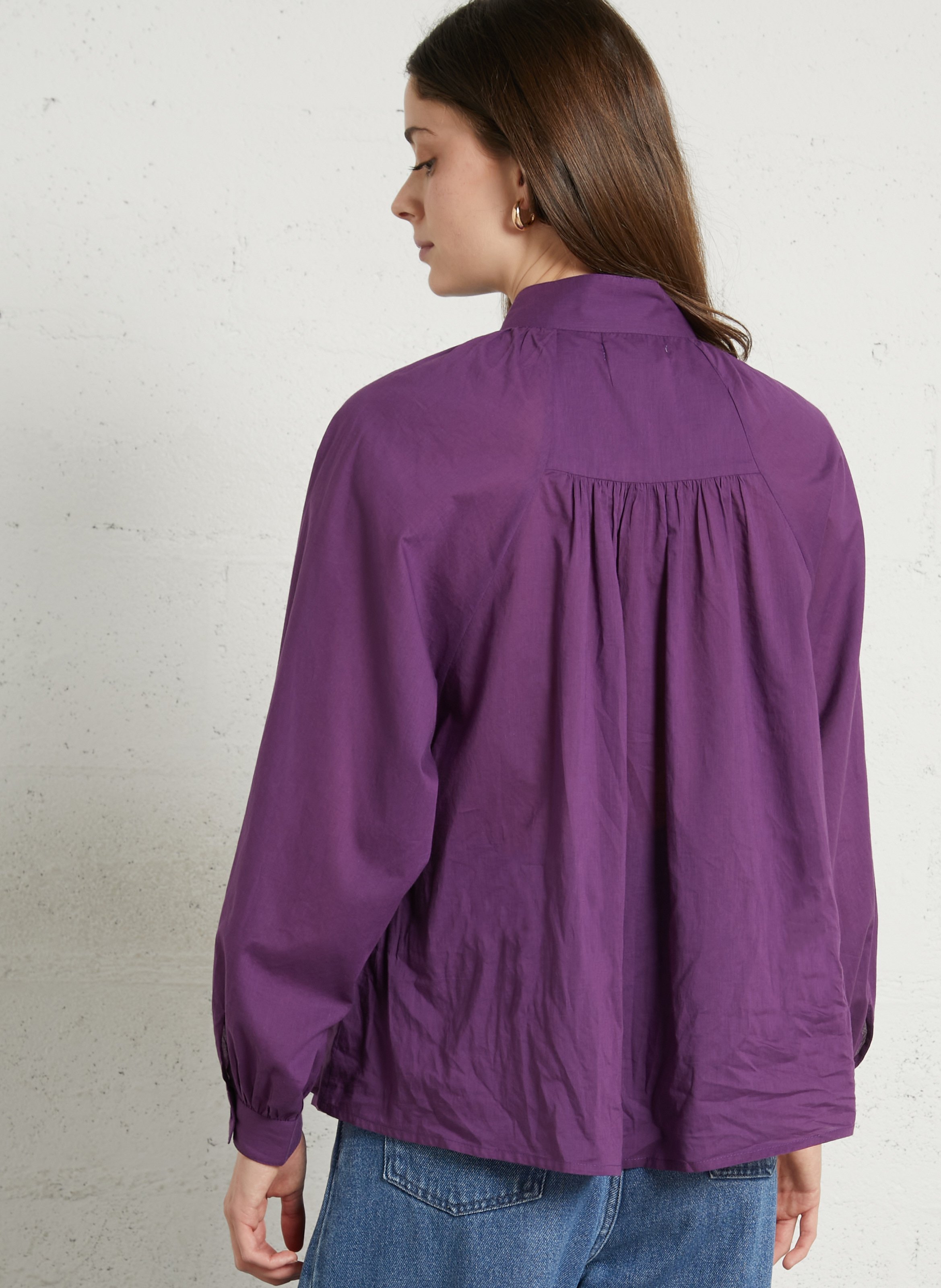 Oversized high-neck cotton shirt BELLEPIECE Purple