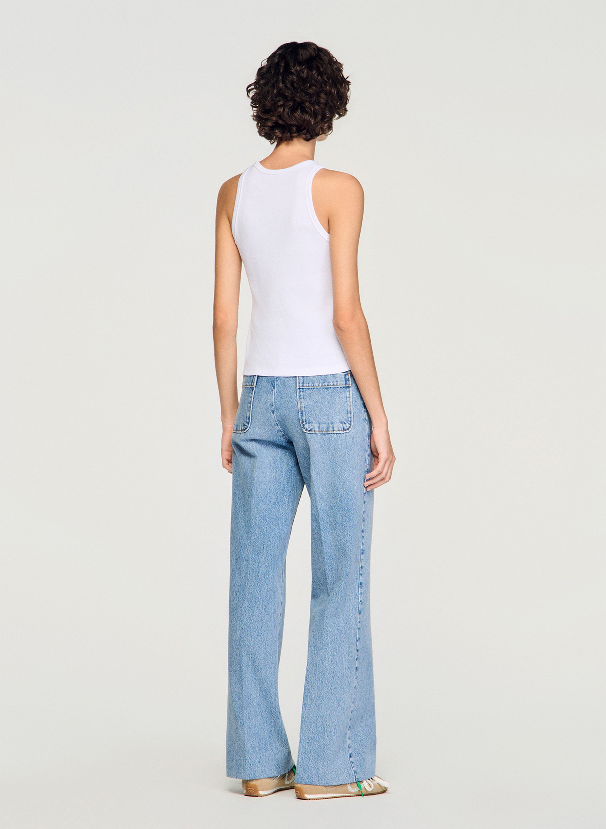 Straight cotton round-neck tank top SANDRO White