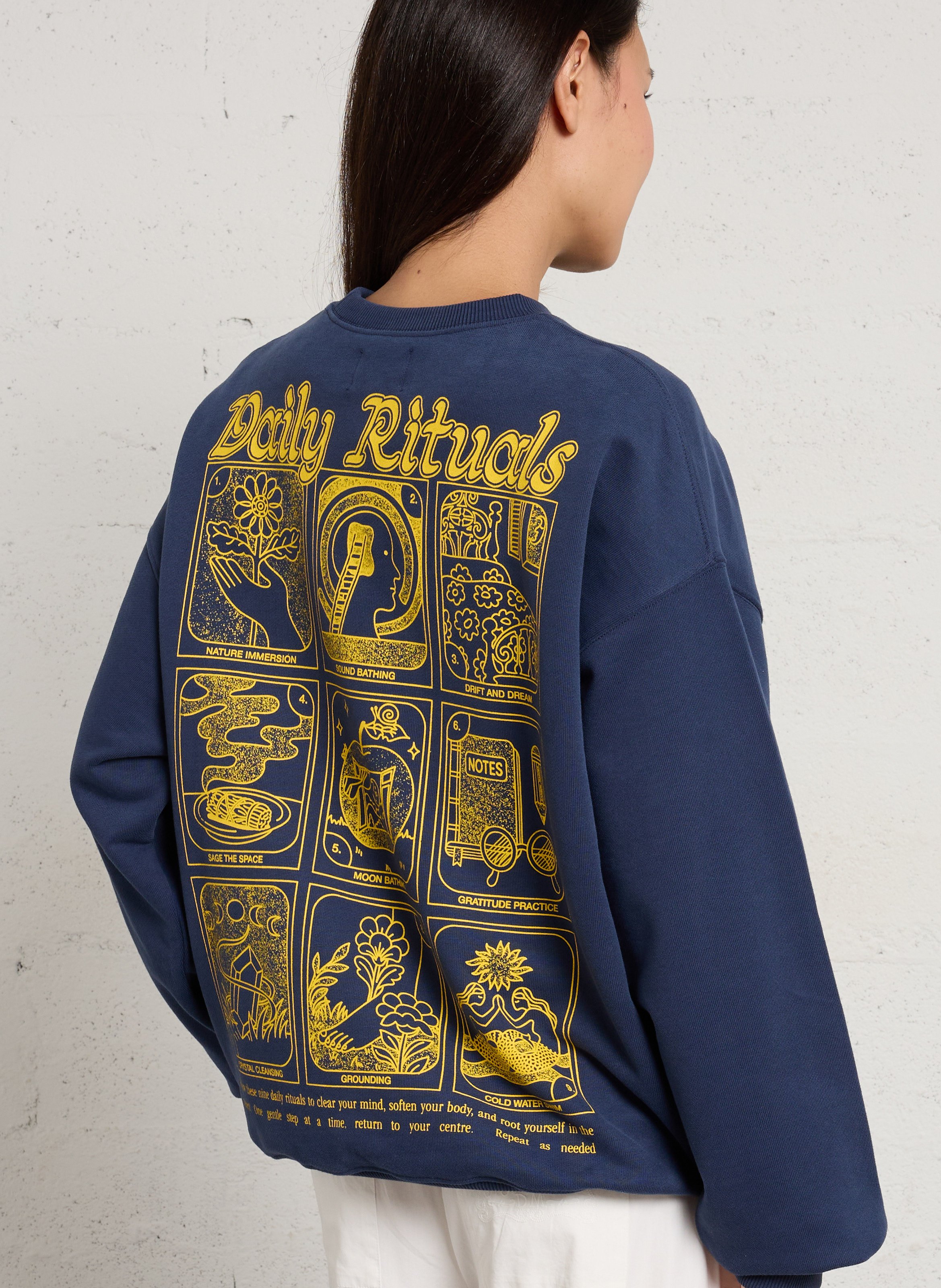Oversized sweatshirt with round neck print DAMSON MADDER Blue