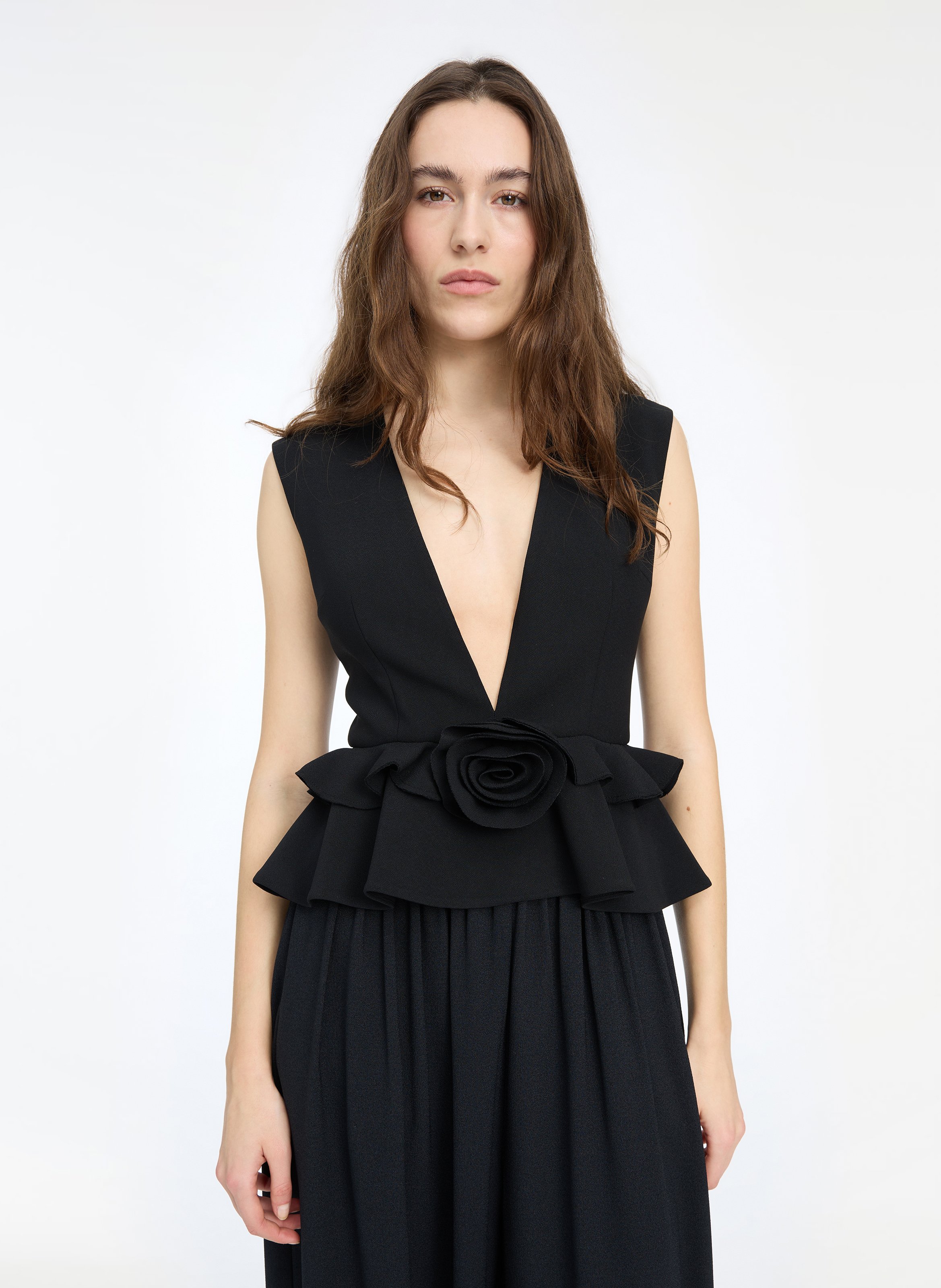 Sleeveless Peplum Top ROTATE Black