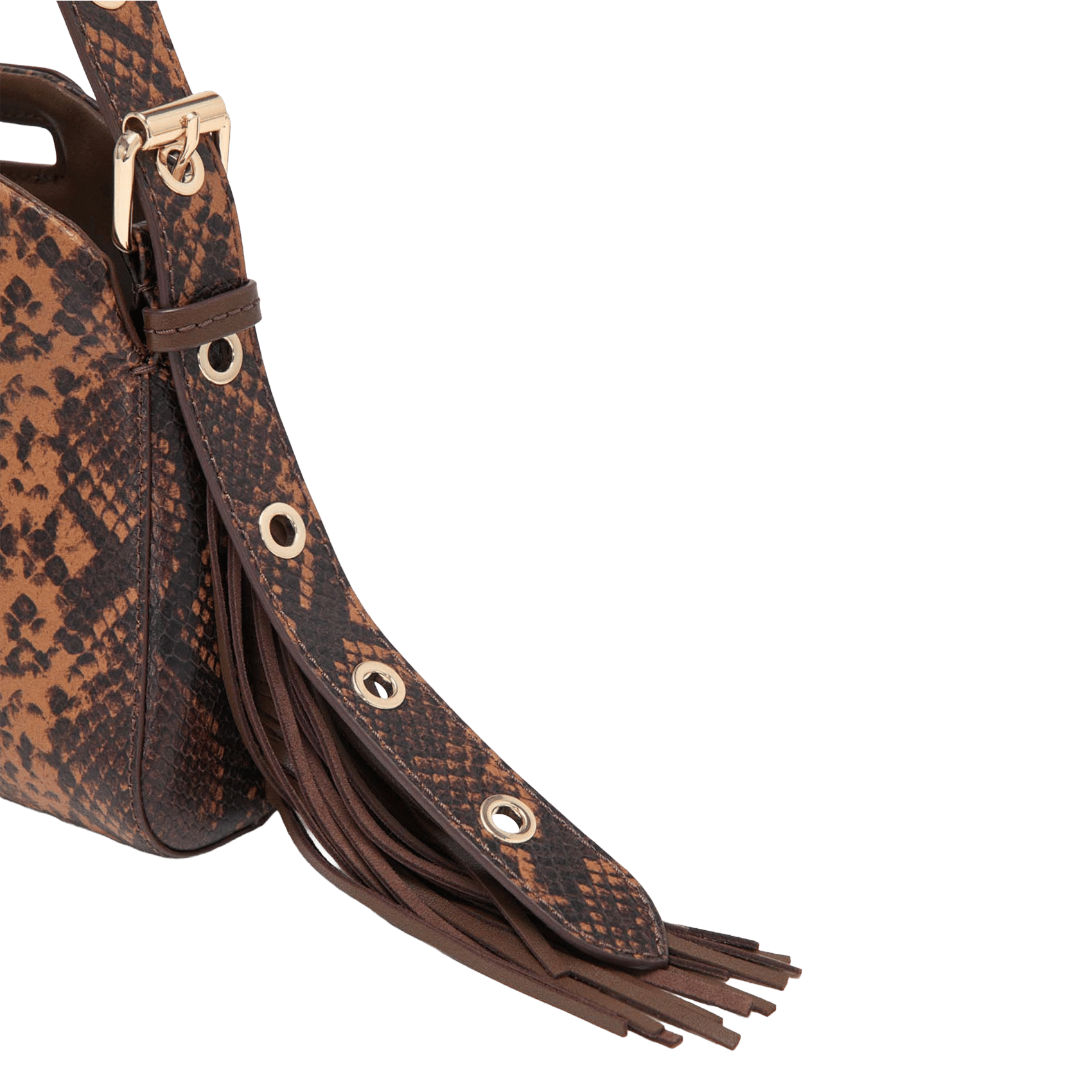 Sac bandoulière python en cuir MAJE Marron