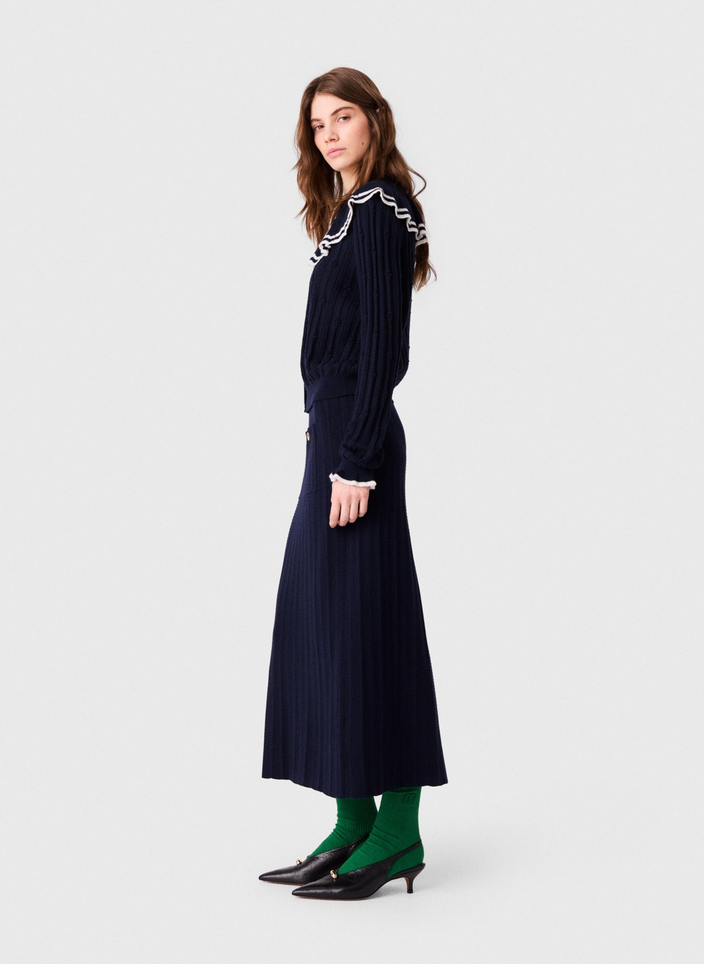 Rechte geribbelde cardigan MAJE Blauw